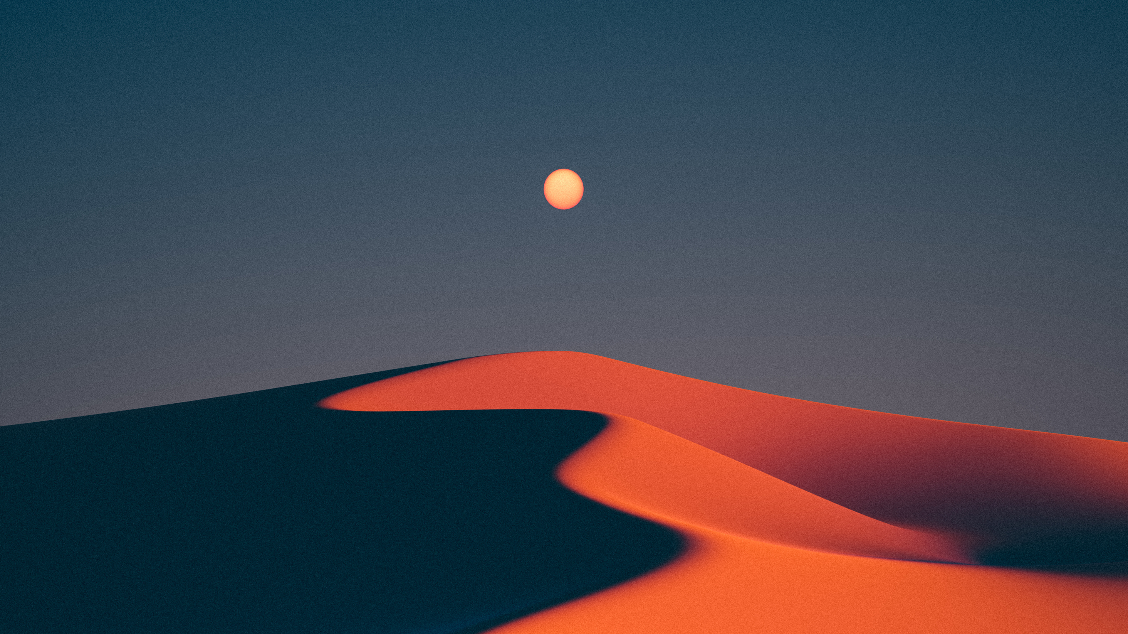Free download Digital Art Illustration Digital Painting Landscape Nature Desert Dunes Moon Red Moon Minimalism 4K Wallpaper, Wallpaper(s) website provided.