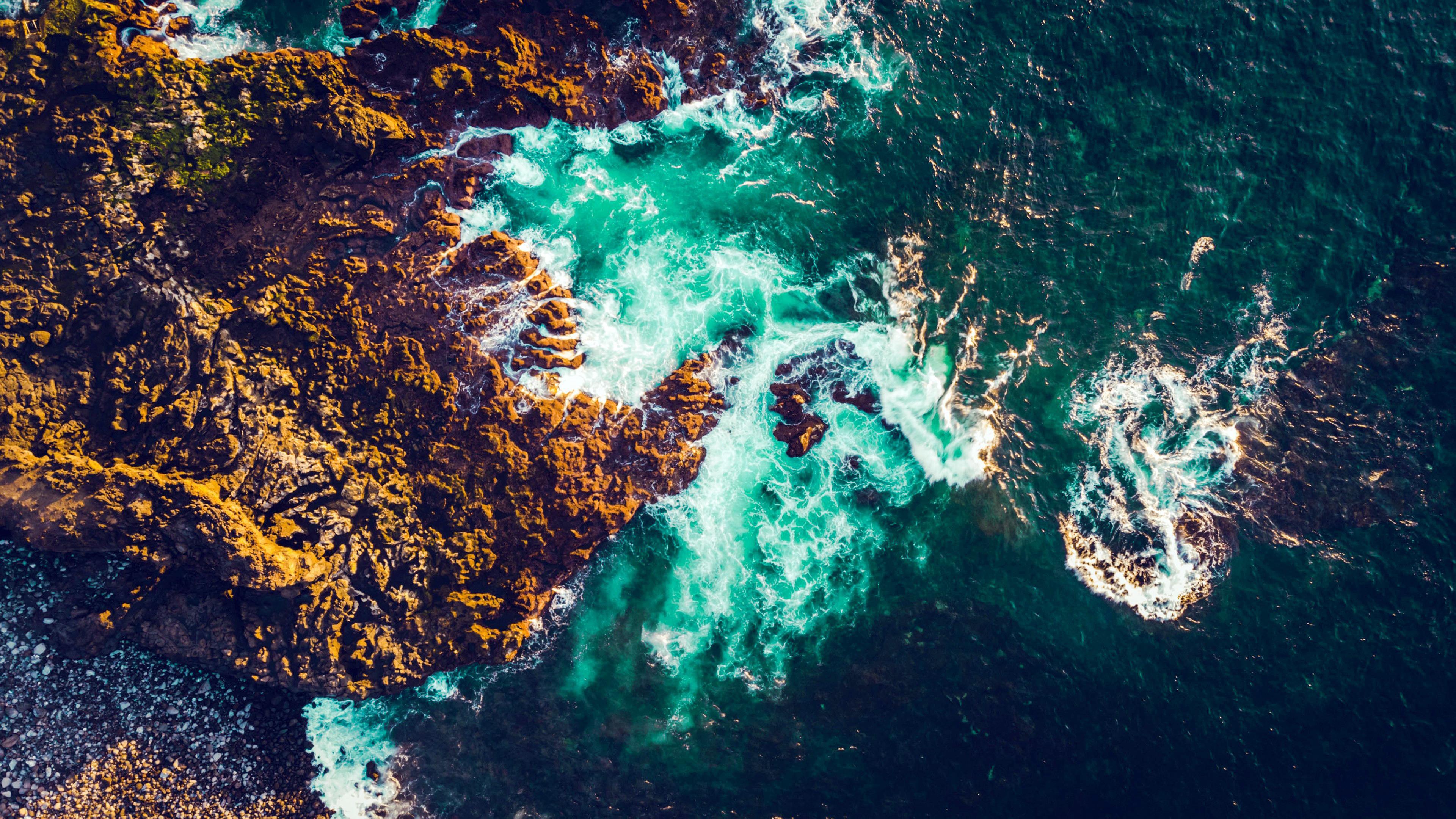 Free download Nature Rocks Waves Coast Aerial View Drone Photos Water 4K Wallpaper, Wallpaper(s) website provided.