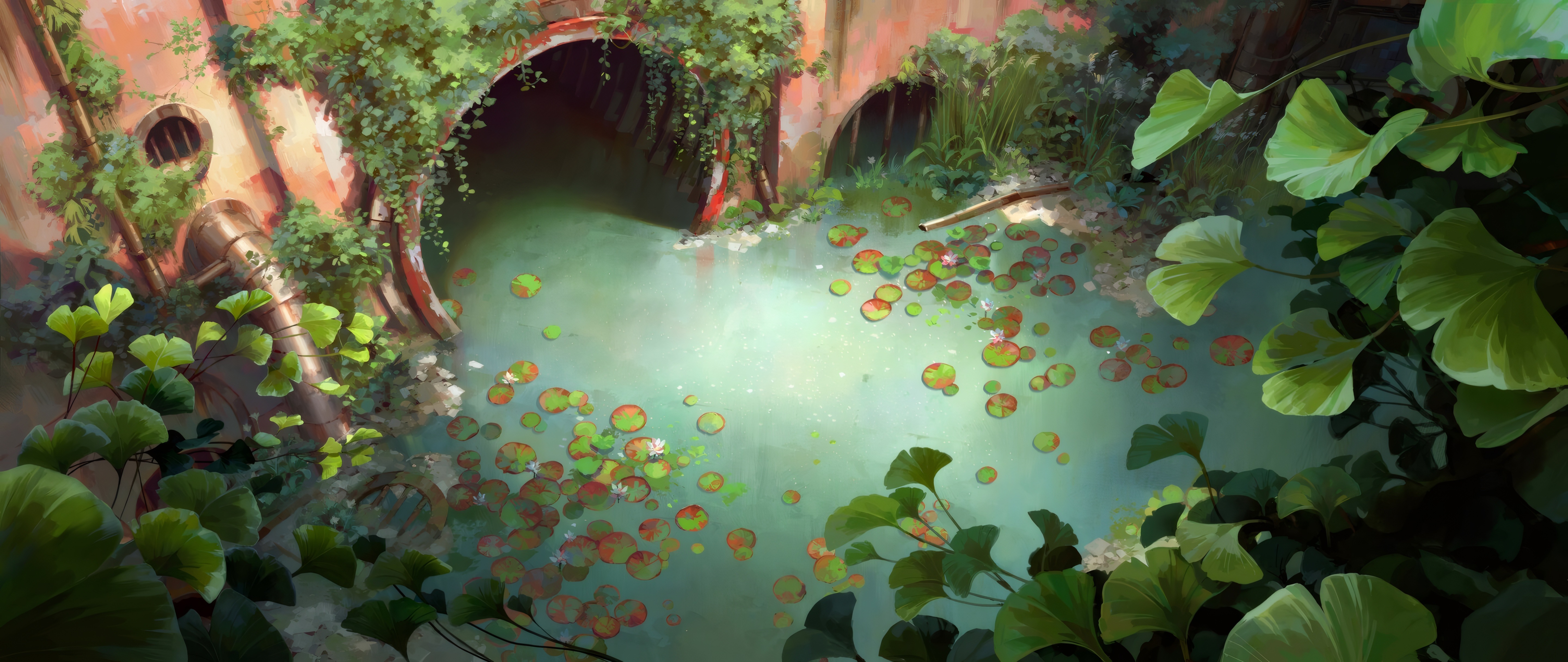 Free download Battle of the Two Cities League of Legends Water Lily Pond Canal Weed 4K Wallpaper, Wallpaper(s) website provided.