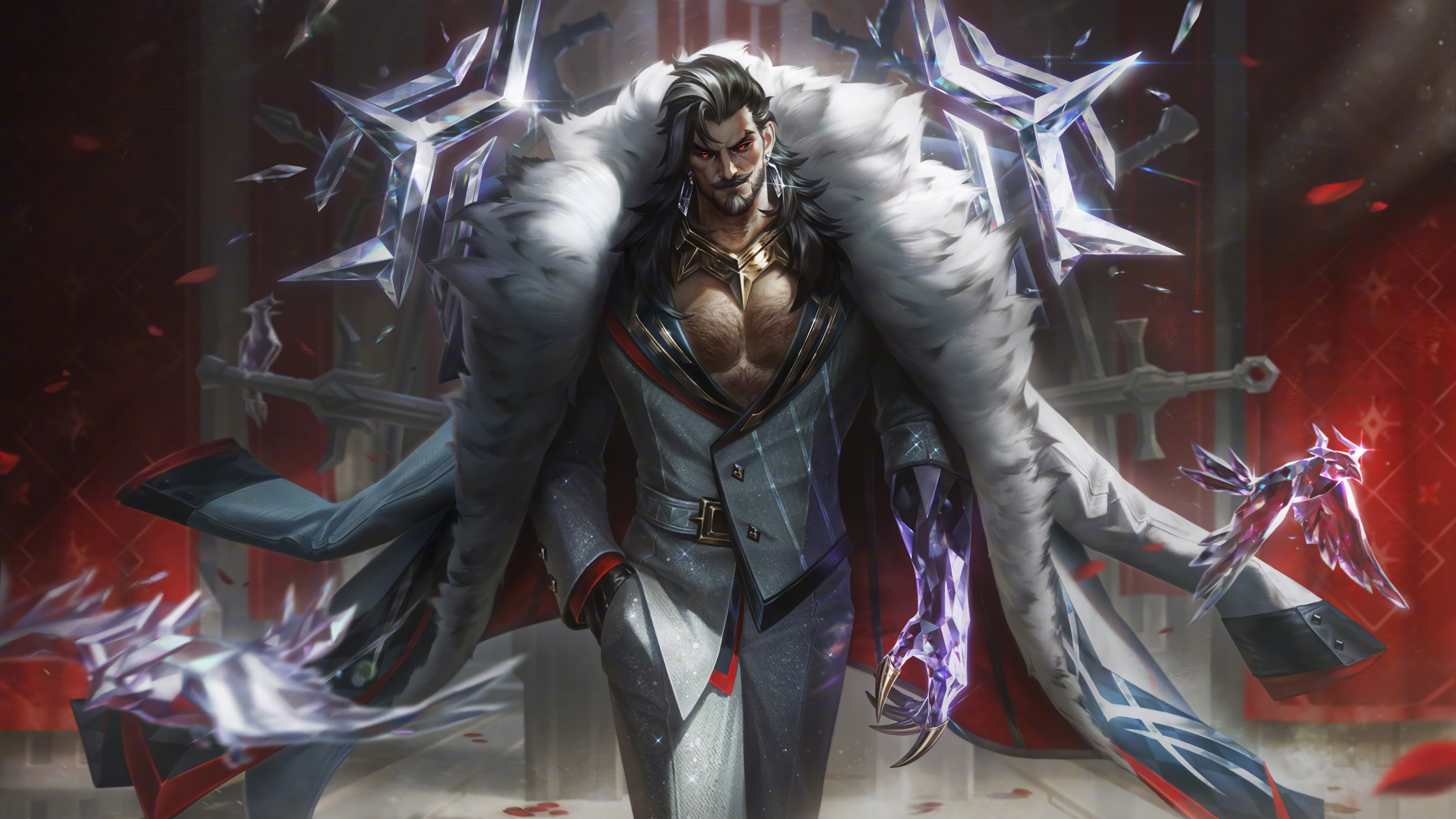 Free download League of Legends Electronic Games Characters Men Smile Beard Video Earrings Fur Decoration 8K Wallpaper, Wallpaper(s) website provided.