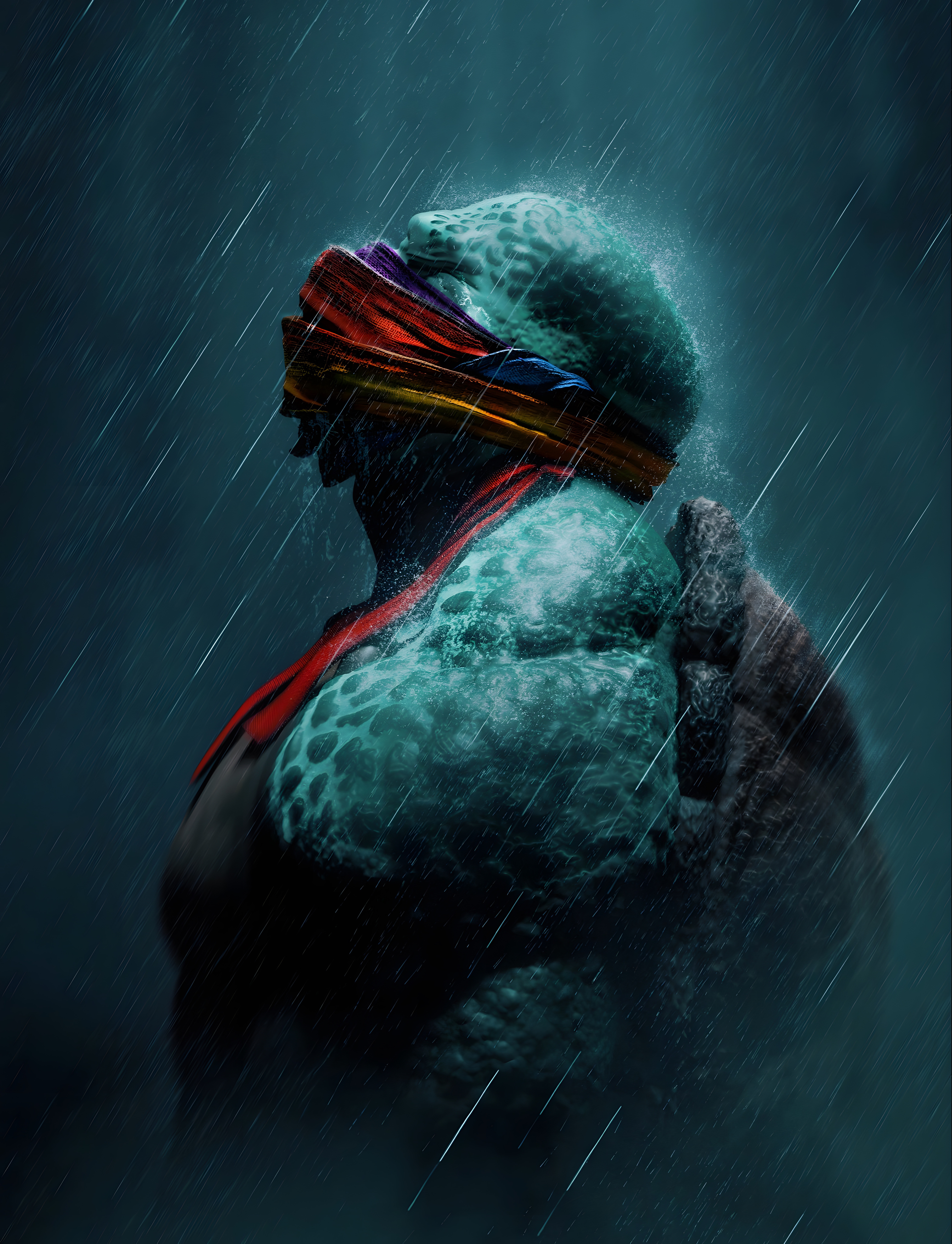 Free download Teenager Tortoise Turtle CGI Rain Cry Tears Portrait Shell Simple Background Mobile Wallpaper 4K Wallpaper, Wallpaper(s) website provided.
