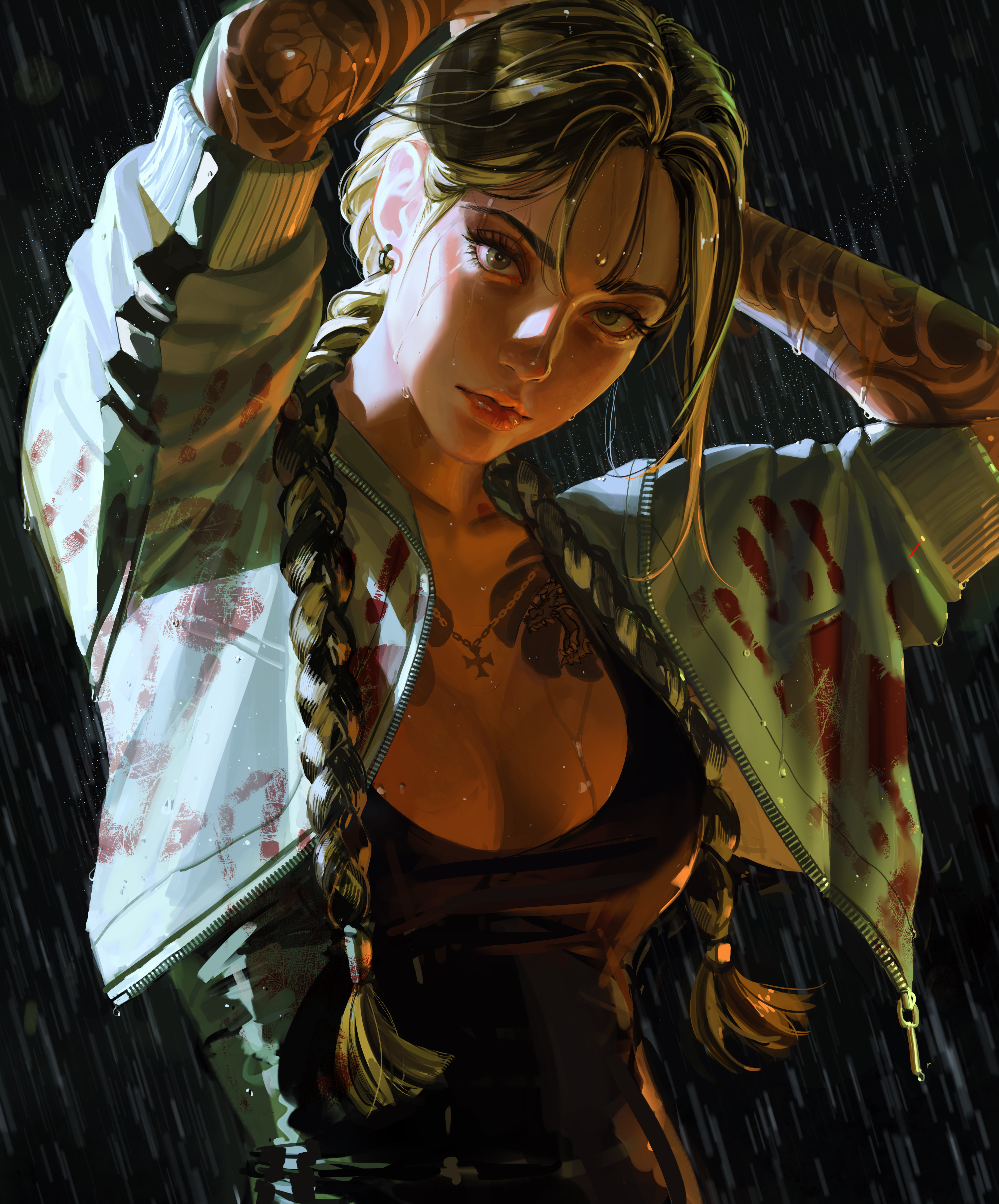 Free download Original Characters Braids Rain Artwork Painting Mobile Phone Wallpaper Mobile Phone Wallpaper 4K Wallpaper, Wallpaper(s) website provided.