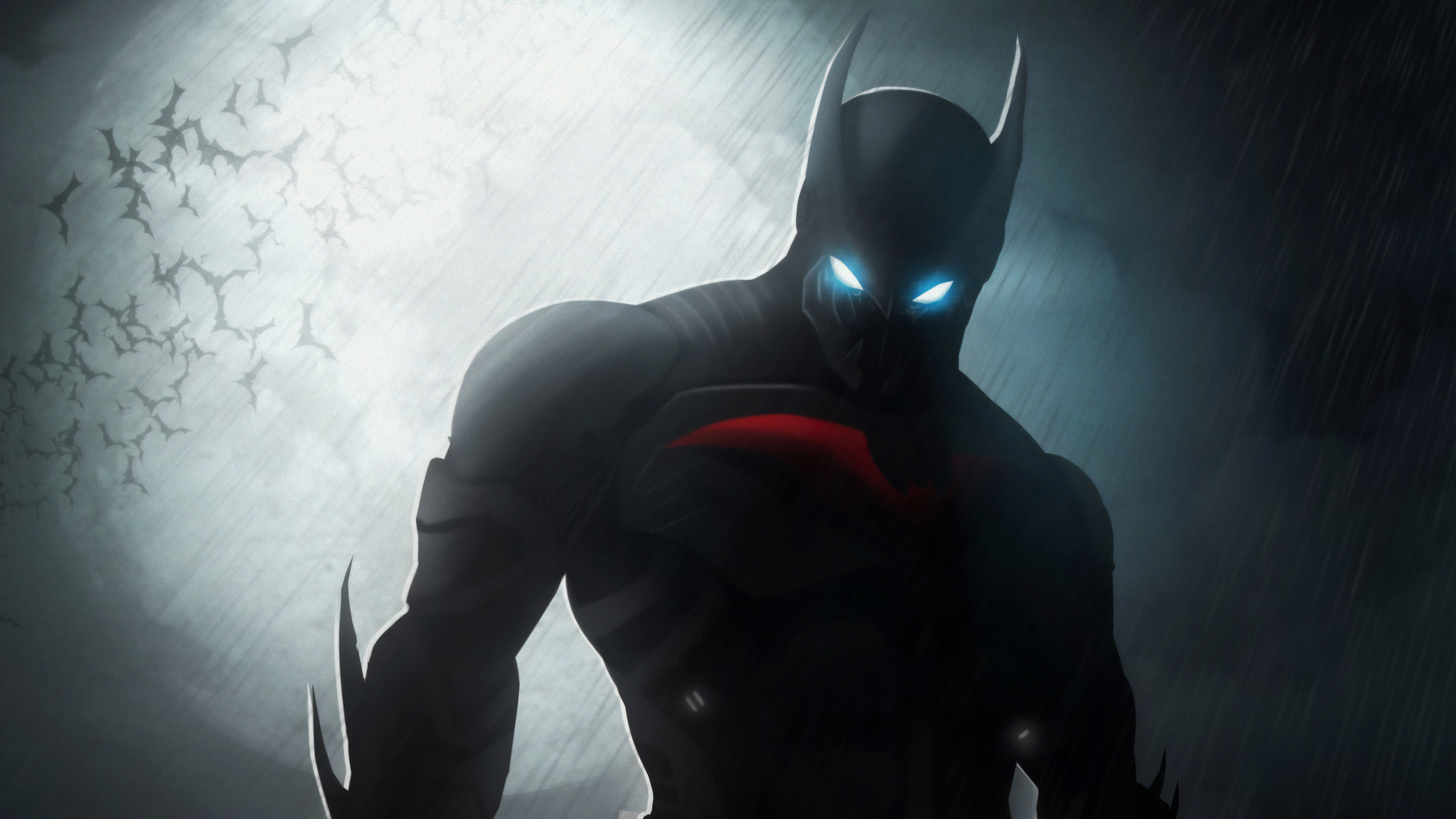 Free download Universe Fiction AI Art Illustration Night Moon Moonlight Comics Batman Armor Futurism Future Armor Lights Rain Bat Fan Art Environment Character Design Comics Superhero Batman 4K Wallpaper, Wallpaper(s) website provided.