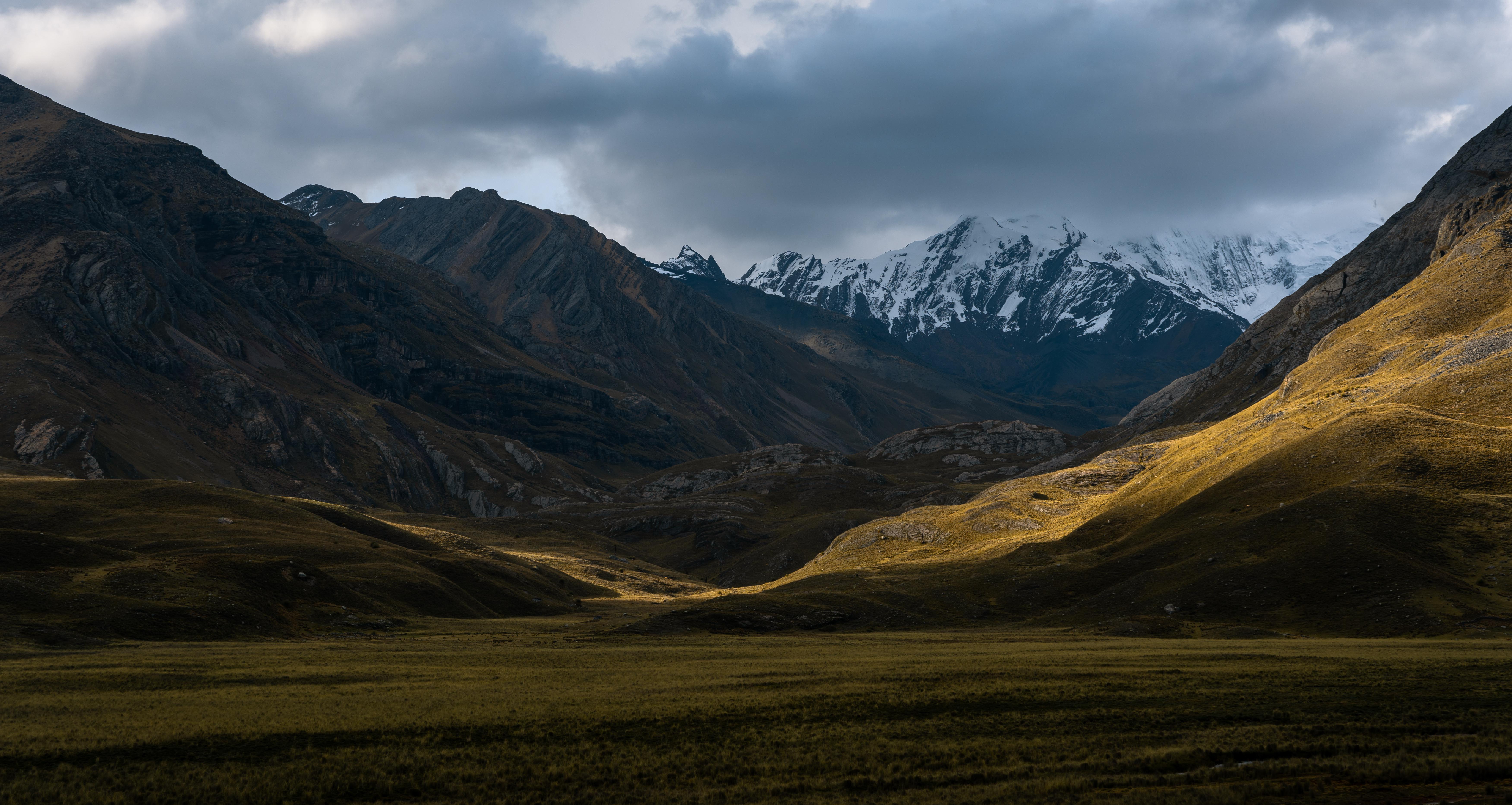Free download Landscape Nature Cloud Mountain Field Grass Snow 4K Wallpaper, Wallpaper(s)
