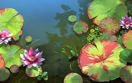 Free download Water lily pond canal overgrown weeds 4K wallpaper, Wallpaper(s) website provided.
