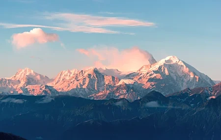 Free download Nature Forest Landscape Mountain Snow Sky Clouds Sunshine 4K Wallpaper, Wallpaper(s) website provided.
