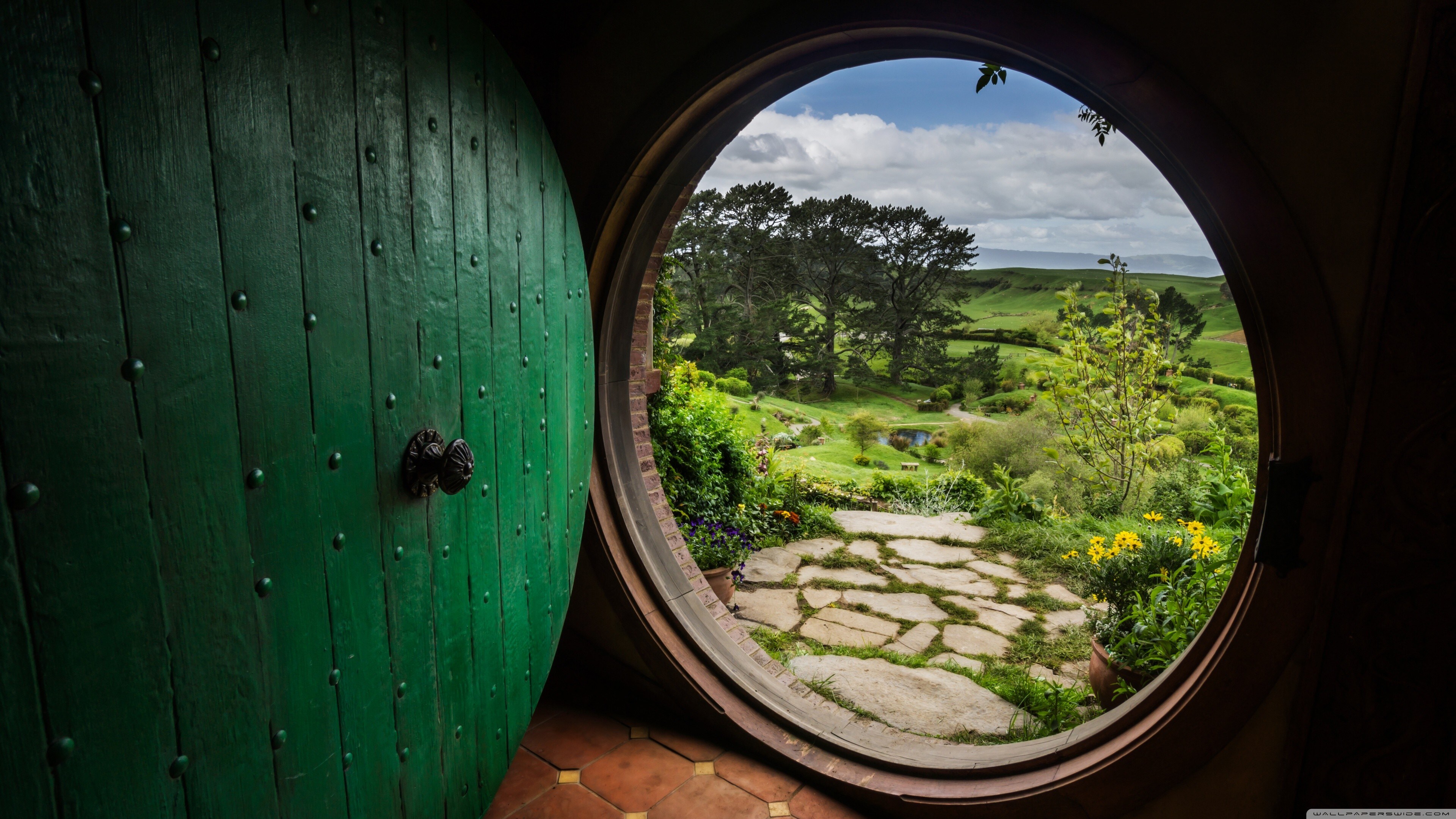 Free download Hobbit Shire Lord of the Rings House Middle-earth Movie Door 4K Wallpaper, Wallpaper(s) website provided.