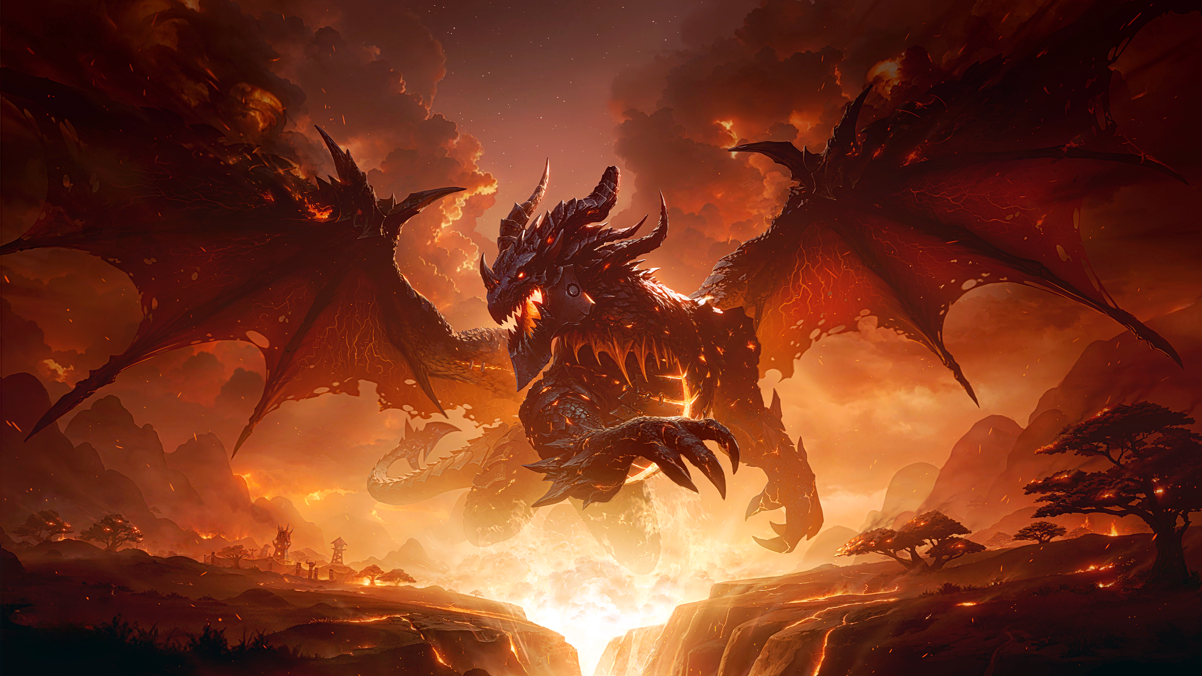 Free download Death Wings World of Warcraft Cataclysm Dragon Fire 4K Wallpaper, Wallpaper(s)
