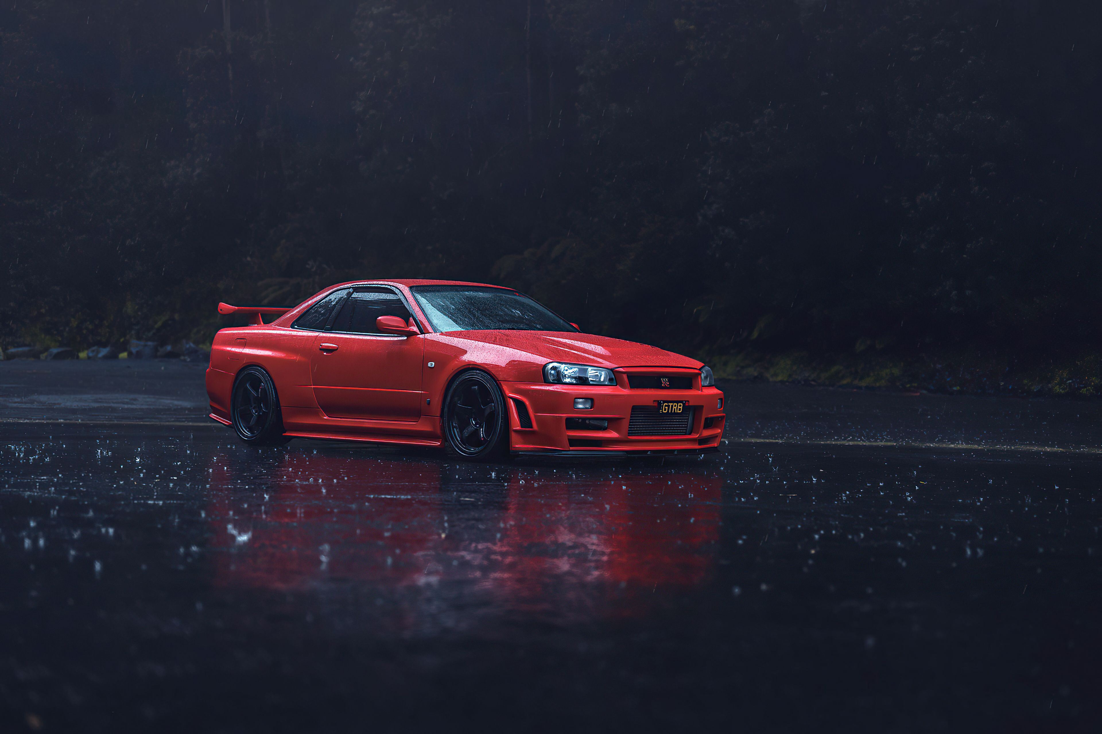 Free download car red rain dark background engine front view headlamp simple background vehicle red car reflection 4K wallpaper, Wallpaper(s) website provided.