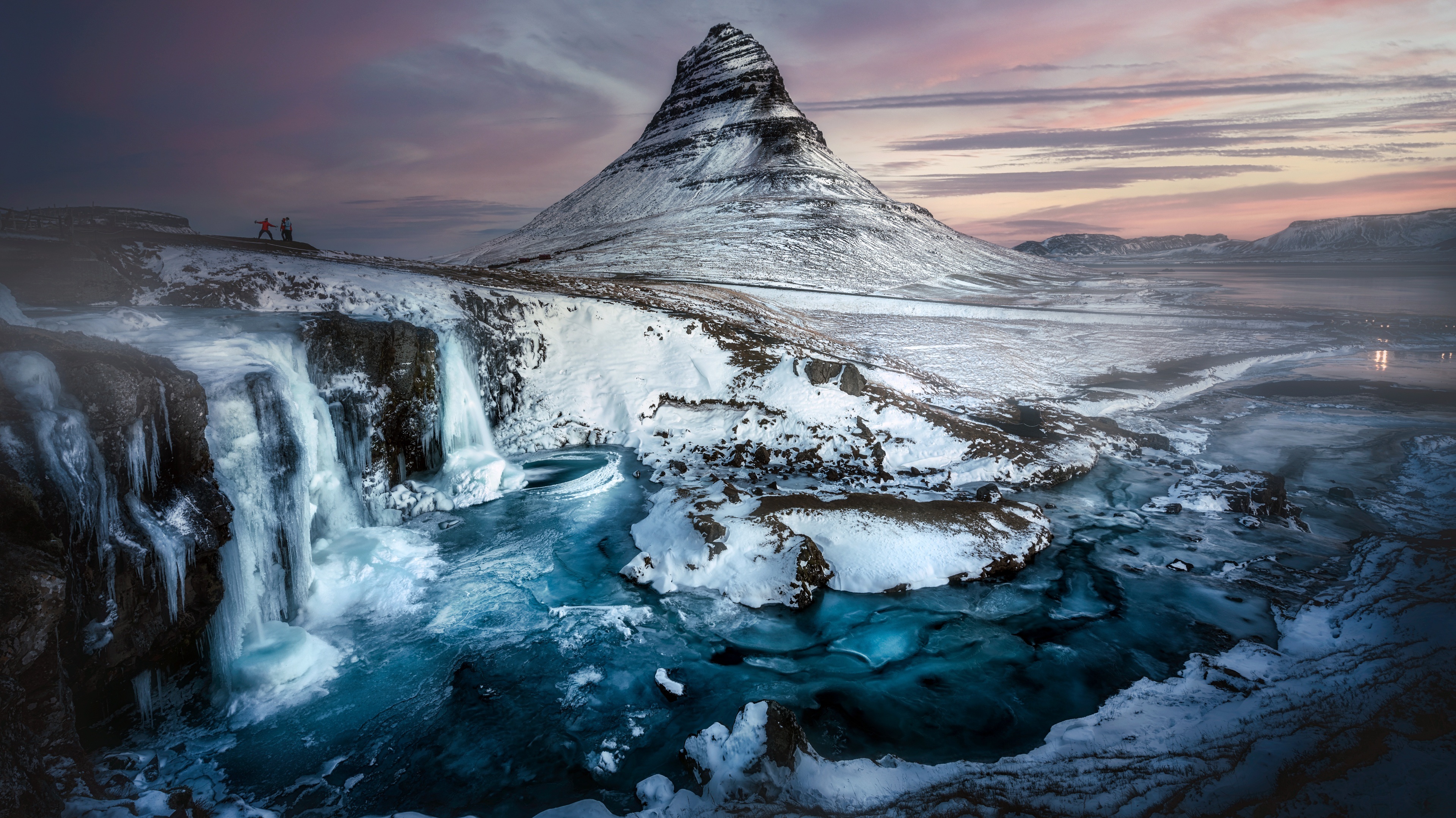 Free download Photography Landscape Iceland Waterfall Winter Mountains Snow Arctic Clouds Water 4K Wallpaper, Wallpaper(s) website provided.