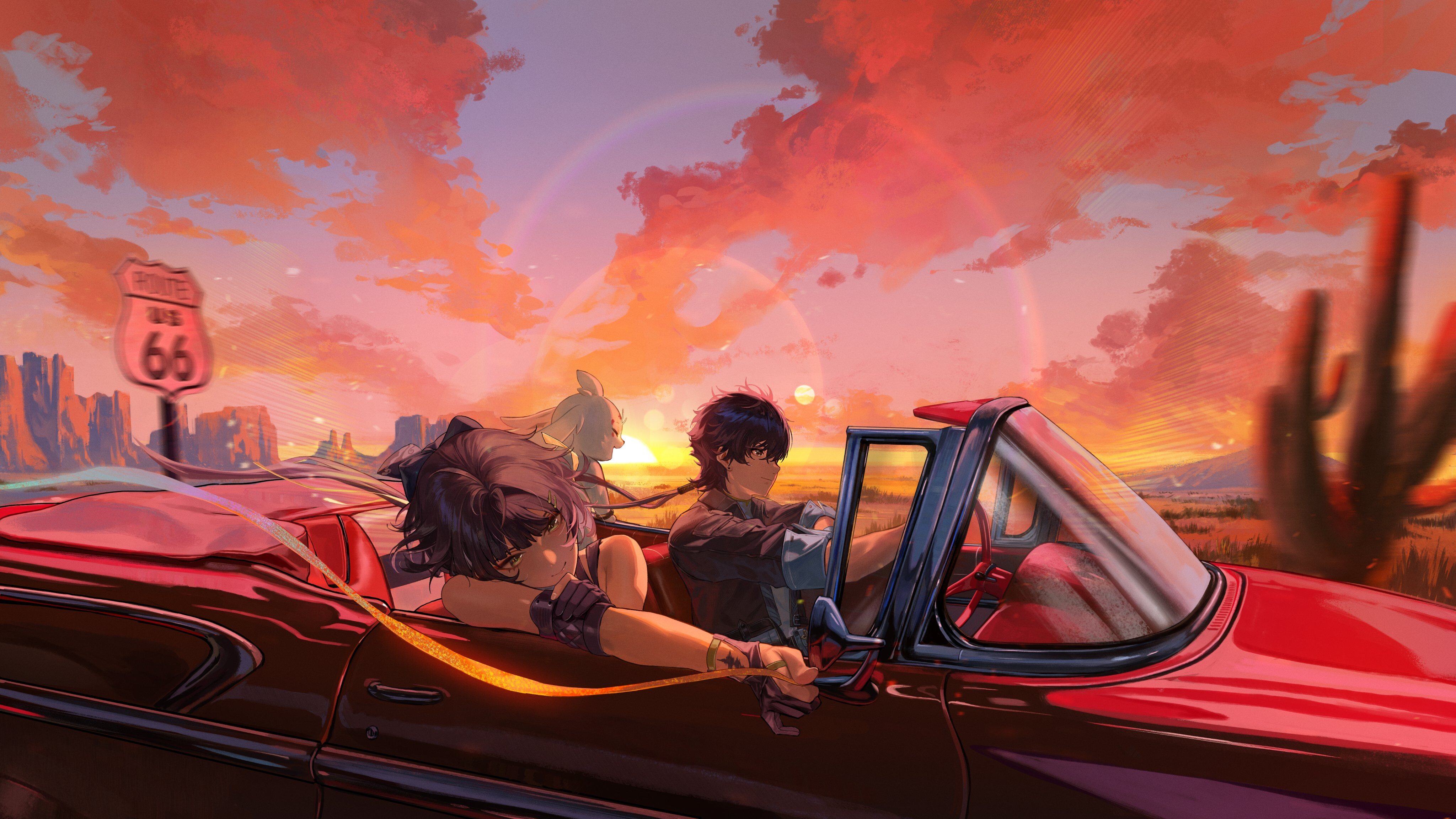 Free download Electronic Game Character Smile Howling Waves Roamer Sky Driving Fingerless Gloves Red Car Sunset Gloves 4K Wallpaper, Wallpaper(s)