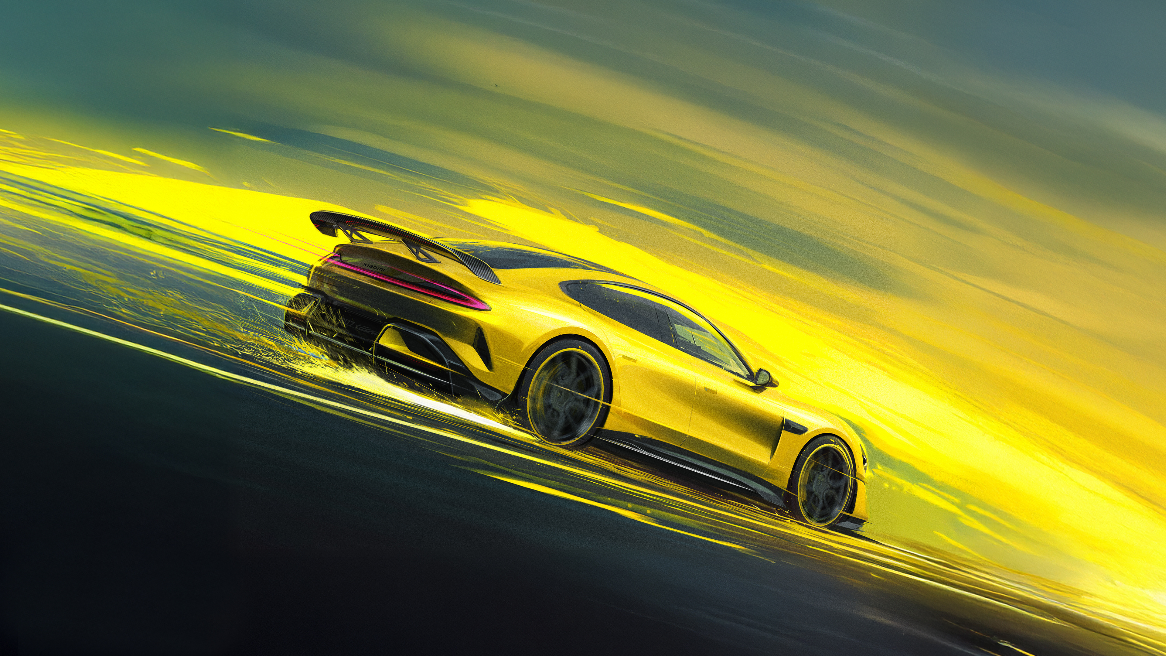Free download Xiaomi Auto HD Hand Drawn 4K Wallpaper Yellow 4K Wallpaper, Wallpaper(s)