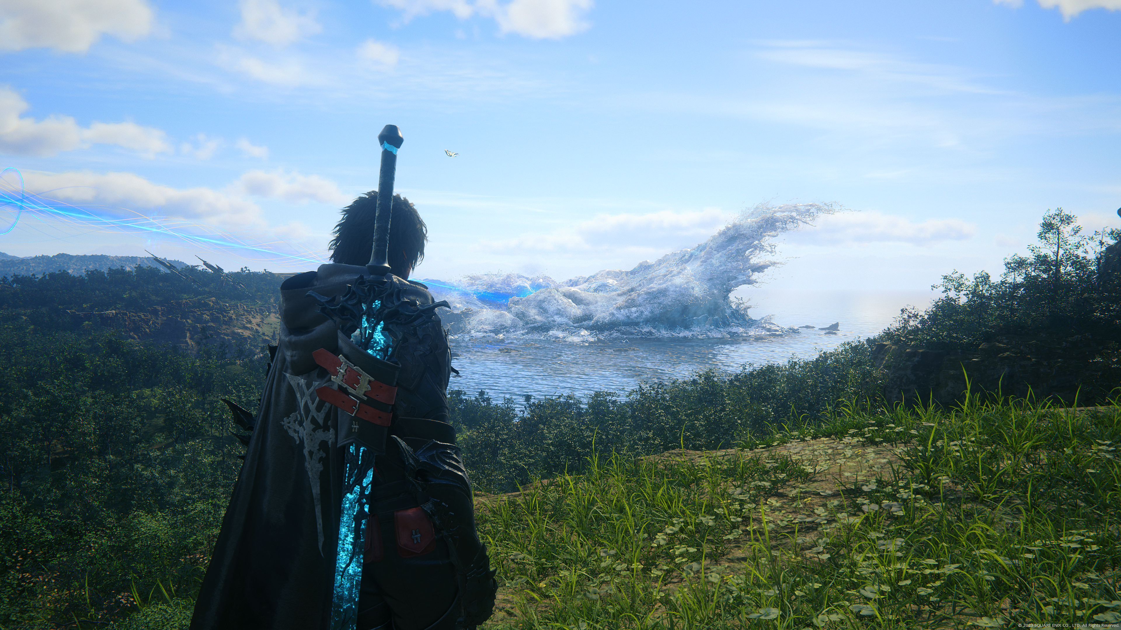 Free download Final Fantasy Landscape Film and Television Blue Sky White Clouds Looking Sword Back Man Game 4K Wallpaper, Wallpaper(s) website provided.