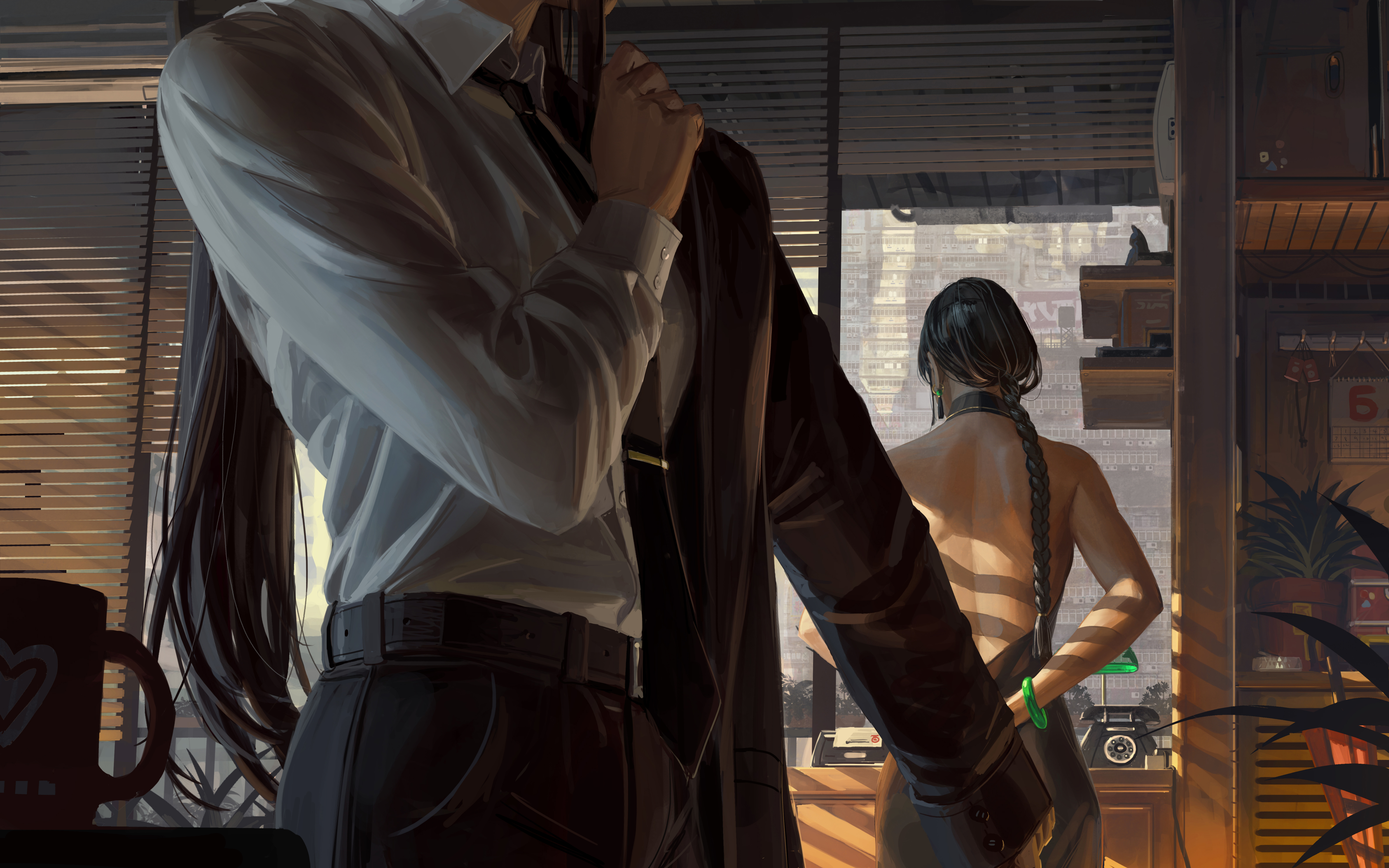 Free download Characters Artwork Painting Men Women Long Hair 4K Wallpaper, Wallpaper(s)