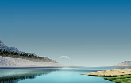 Free download nature water moon sky field grass clear sky reflection trees 4K wallpaper, Wallpaper(s)