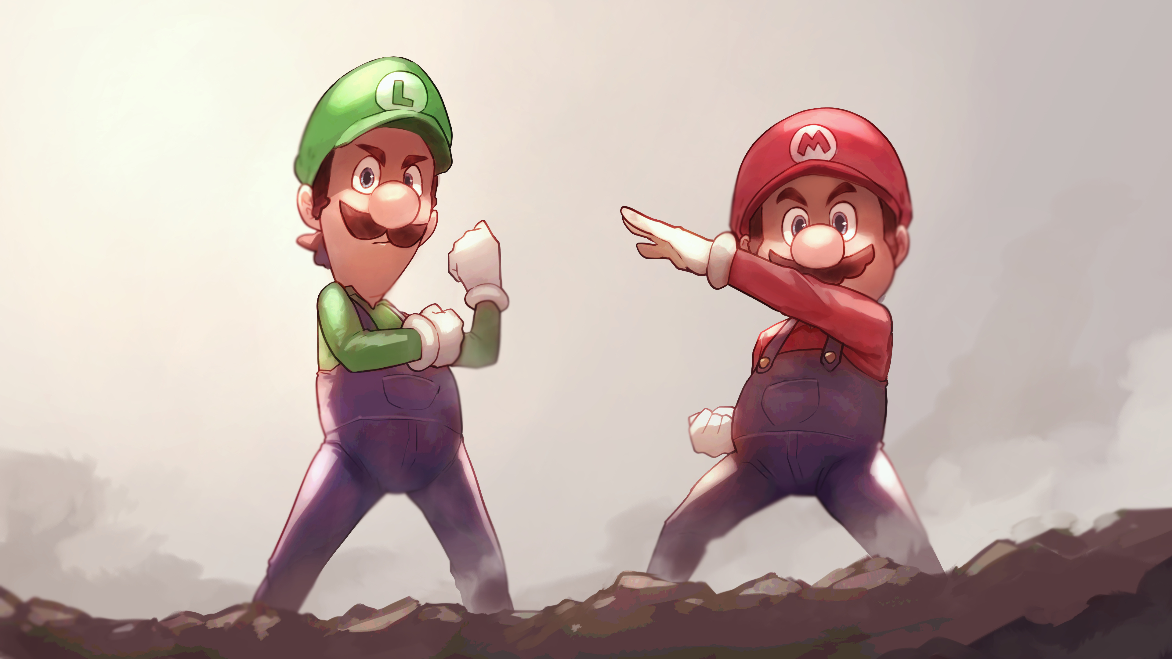 Free download Mario Luigi Mustache Game CG Character Simple Background Hat Gloves Brothers 4K Wallpaper, Wallpaper(s) website provided.
