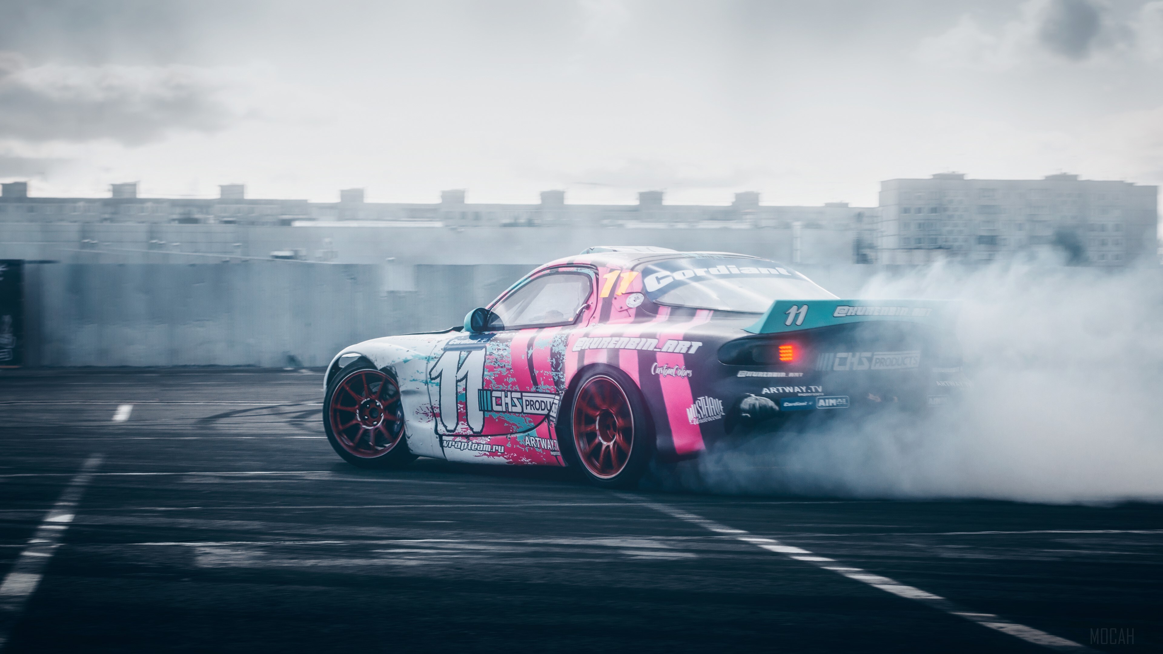 Free download car racing smoke background uniform tights car 4K wallpaper, Wallpaper(s) website provided.