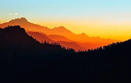 Free download Photography Landscape Mountains Silhouette Sunset Trees Pines Landscape Wide Screen Sky 4K Wallpaper, Wallpaper(s) website provided.