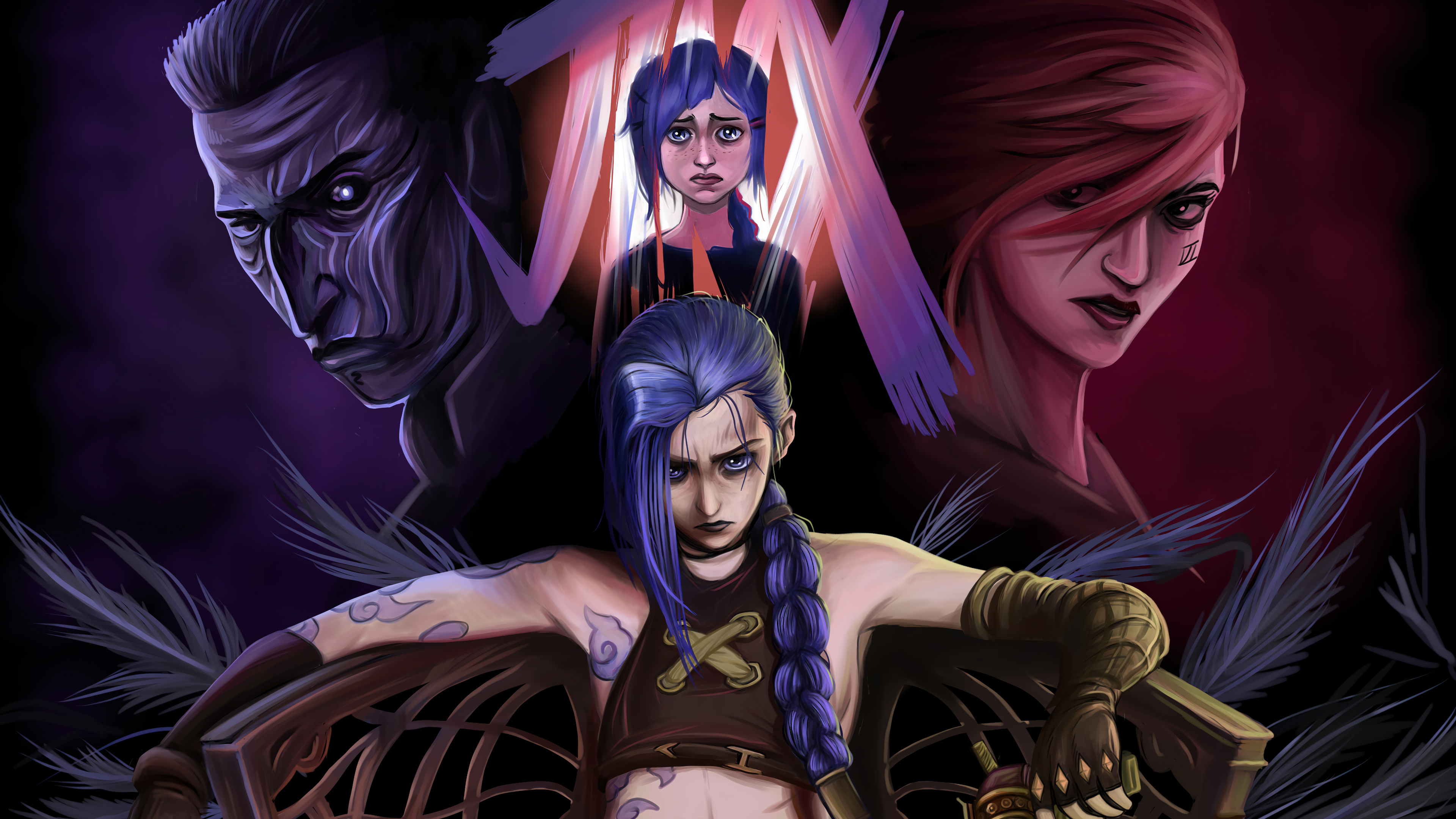 Free download League of Legends Braids Blue Hair Blue Eyes Ponytail Sitting Battle of the Two Cities Painting 4K Wallpaper, Wallpaper(s) website provided.