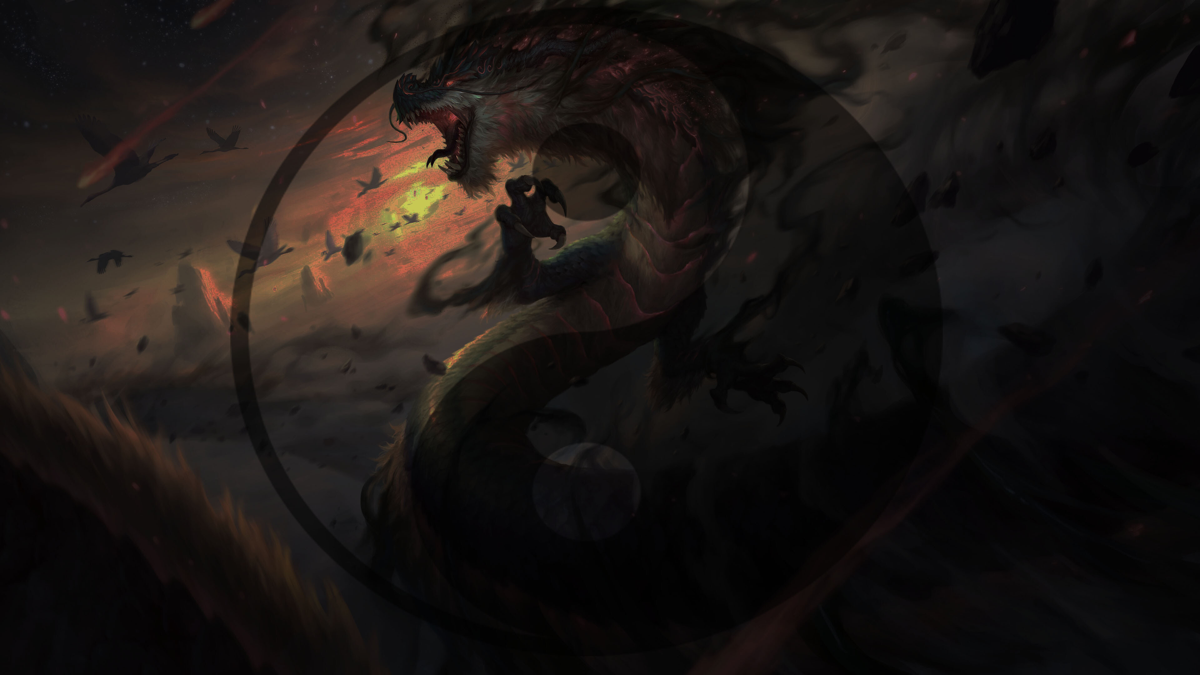 Free download Yin and Yang Dragon Dao Hammer 4K Wallpaper, Wallpaper(s) website provided.
