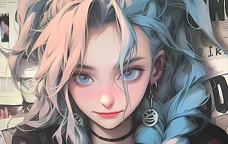 Free download Newspaper Wall Girl Blue Hair Beauty 4K Anime Wallpaper 4K Wallpaper, Wallpaper(s)