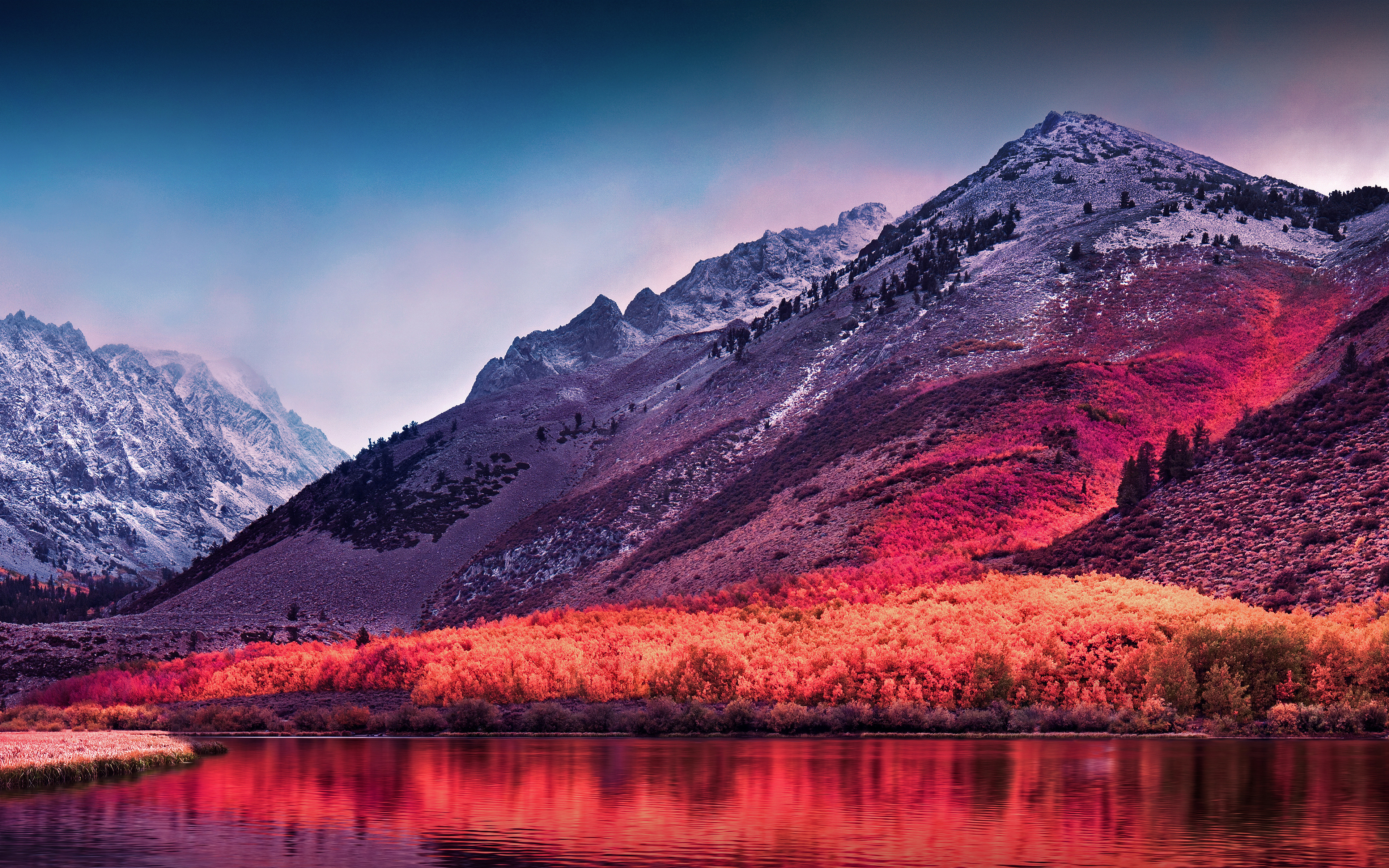 Free download Landscape Mountains Lake Plant Environment Red Nature 4K Wallpaper, Wallpaper(s) website provided.