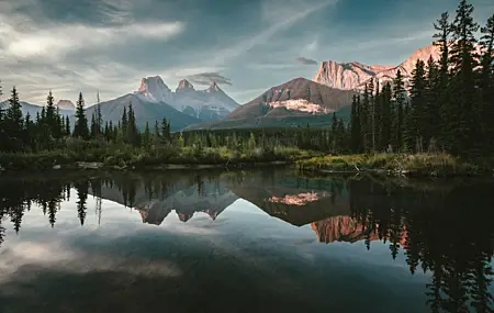 Free download lake cliff sunset nature landscape forest reflection mountains cloud water trees sky 4K wallpaper, Wallpaper(s) website provided.