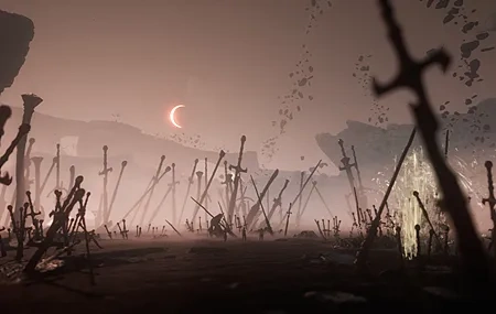 Free download Landscape Sword Battlefield Electronic Game Moon Crescent Moon Screenshot Sky Moonlight CGI 4K Wallpaper, Wallpaper(s) website provided.