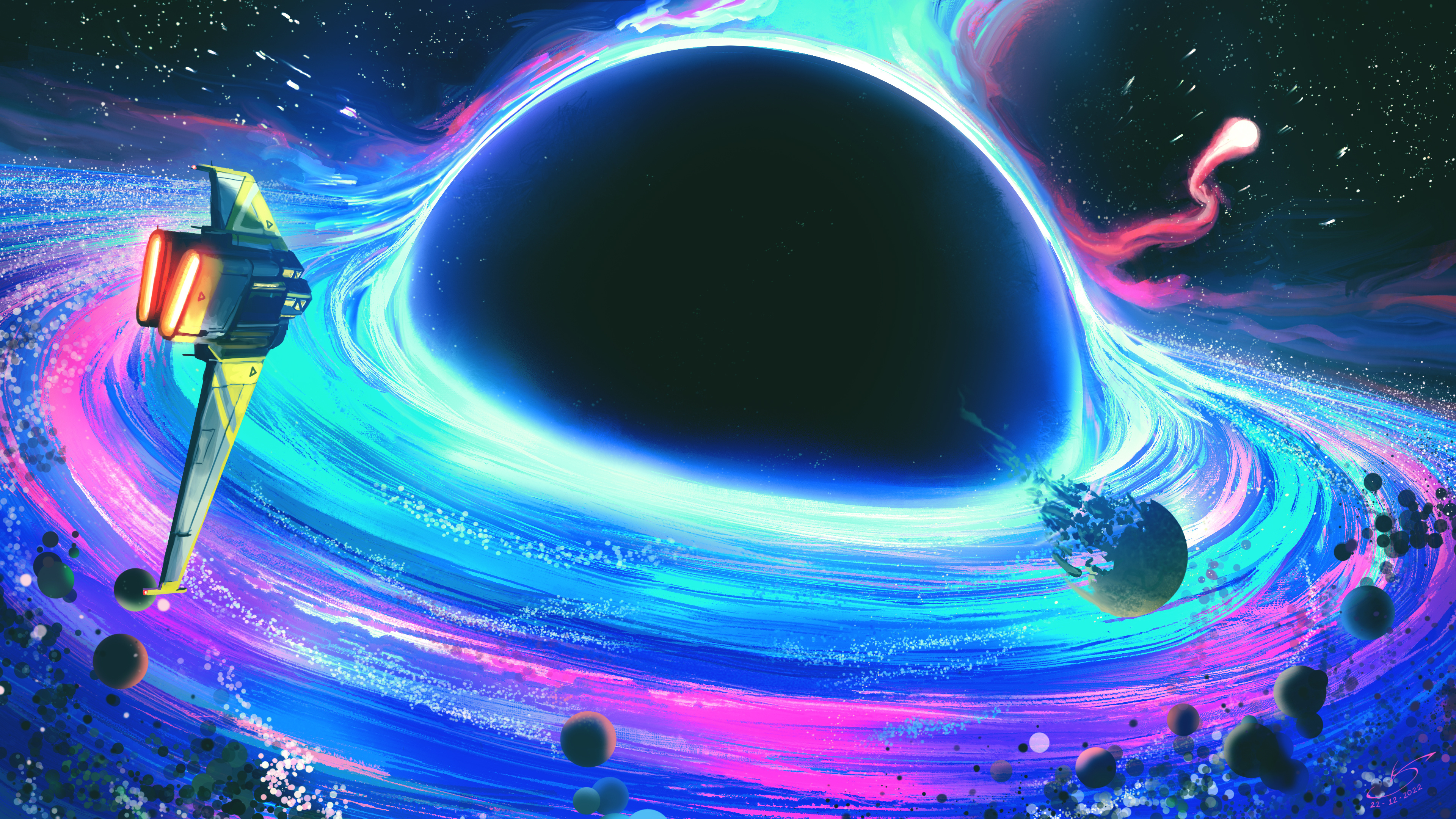 Free download Galli Star Black Hole Spaceship Blue Science Fiction Computer Wallpaper 4K Wallpaper, Wallpaper(s) website provided.