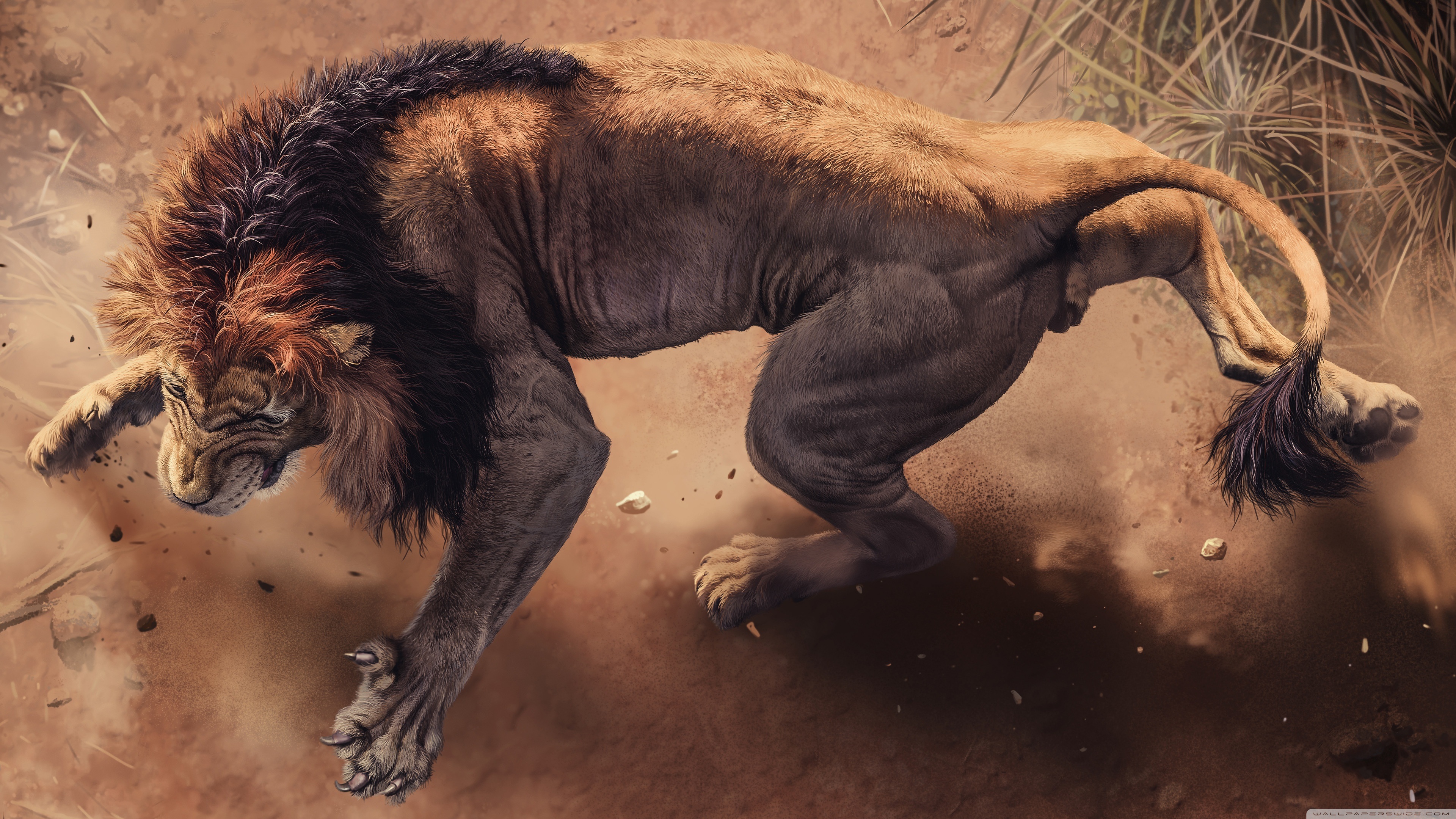 Free download Angry Paw Painting Lion Wild Animals 4K Wallpaper, Wallpaper(s)