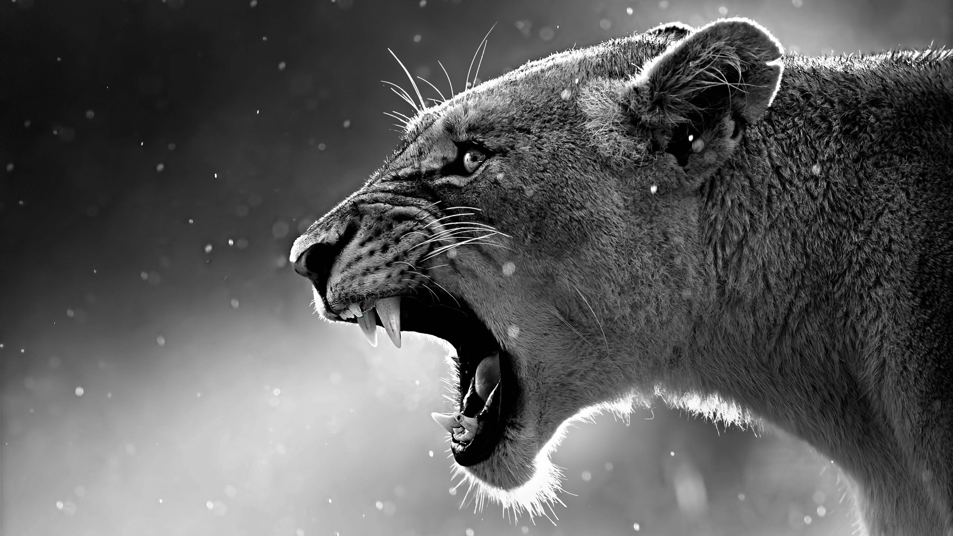 Free download Lion Animal Monochrome Big cat Mammal Computer wallpaper 4K wallpaper, Wallpaper(s) website provided.