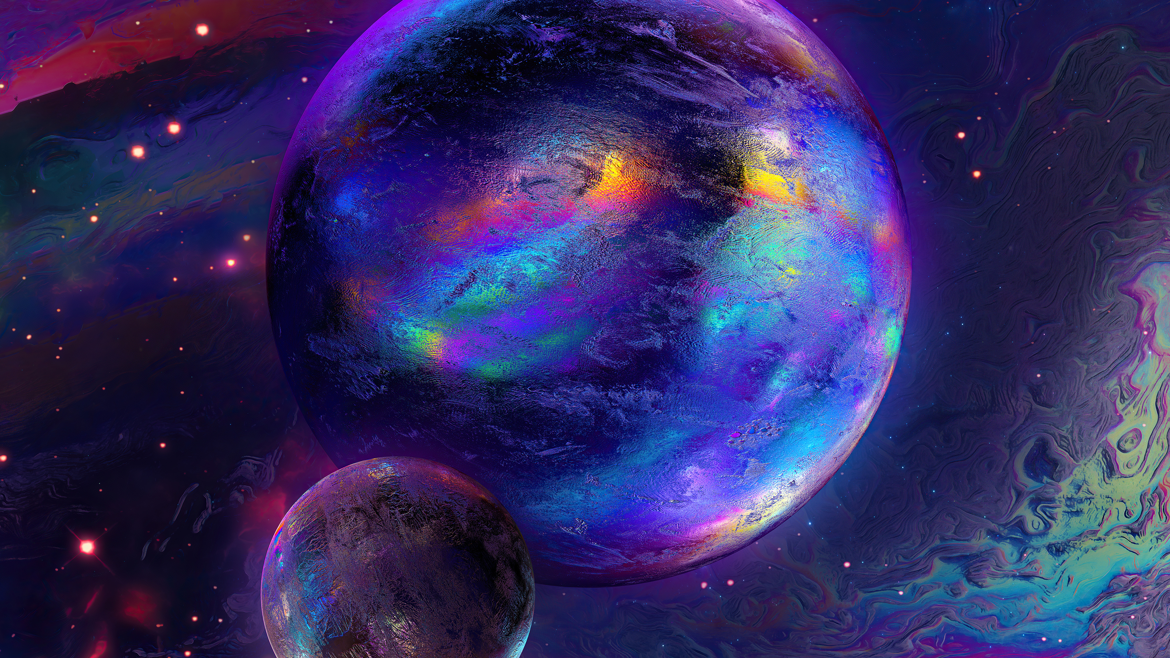 Free download Space World Abstract Colorful Planet AI Art 4K Wallpaper, Wallpaper(s) website provided.