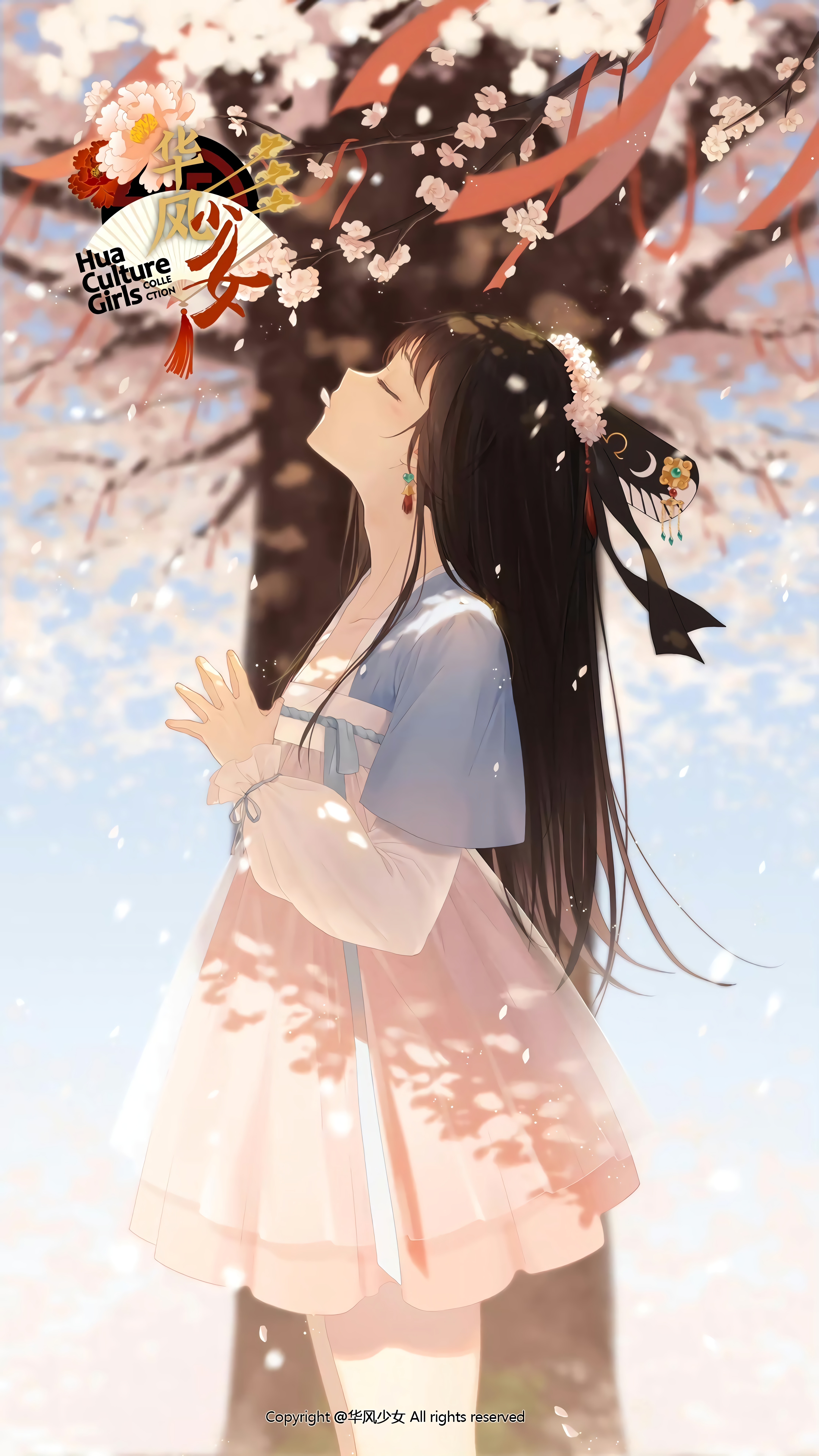 Free download Han Hyo-joo, eyes closed, flower, anime, girl, petals, mobile wallpaper, 4K wallpaper, Wallpaper(s) website provided.