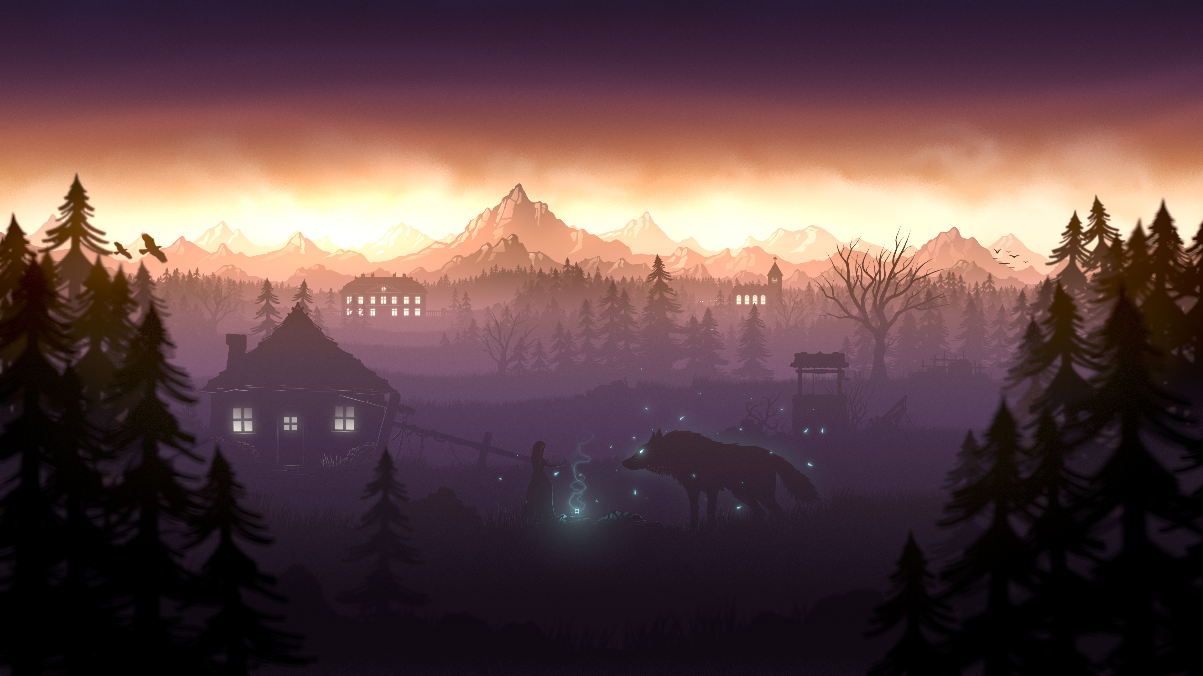 Free download AI Art Spirit Wolf Forest Mountain 4K Wallpaper, Wallpaper(s)