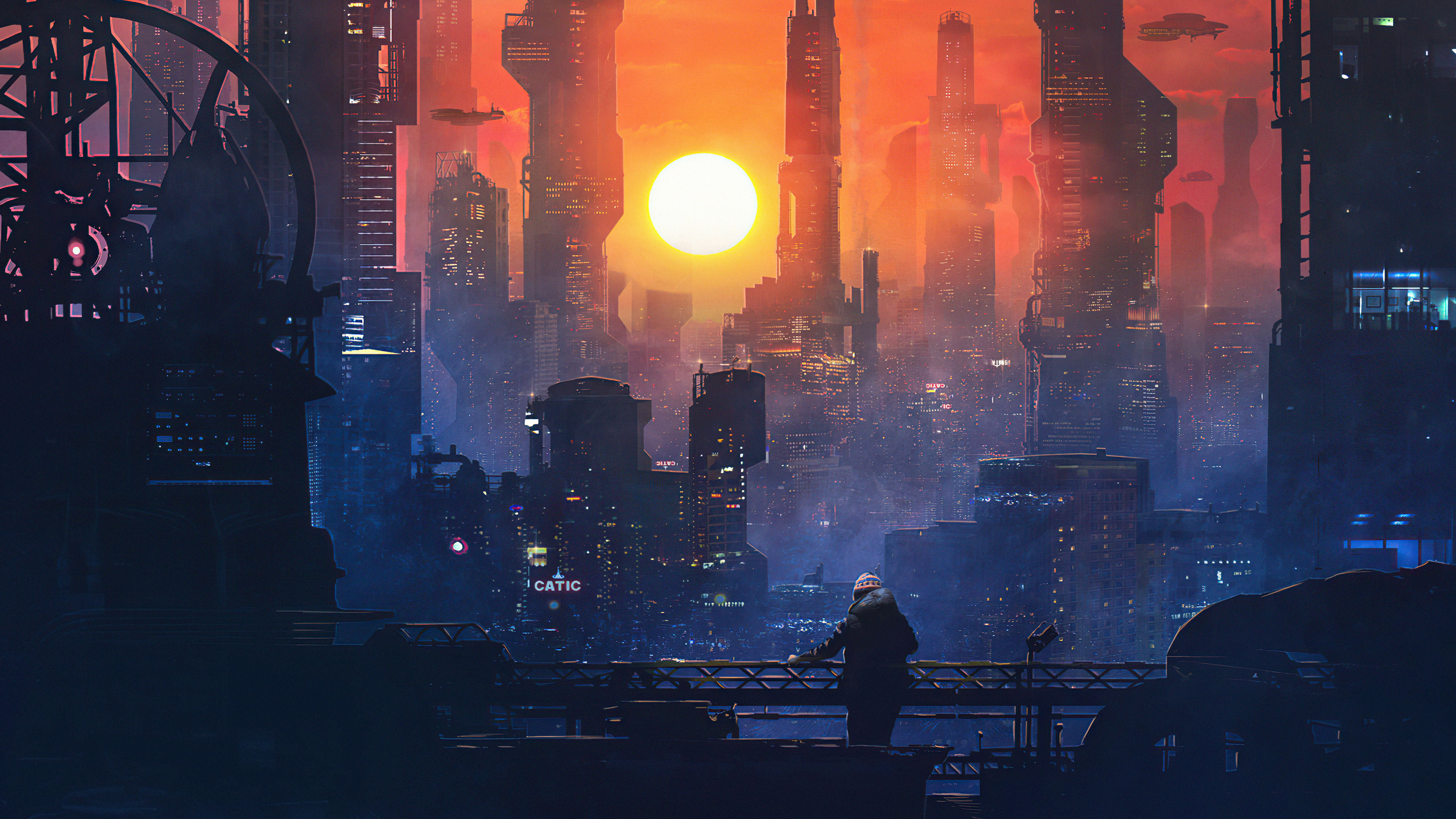 Free download AI Art Illustration Landscape City Landscape Futurism City Skyscraper Architecture Sunshine 4K Wallpaper, Wallpaper(s)