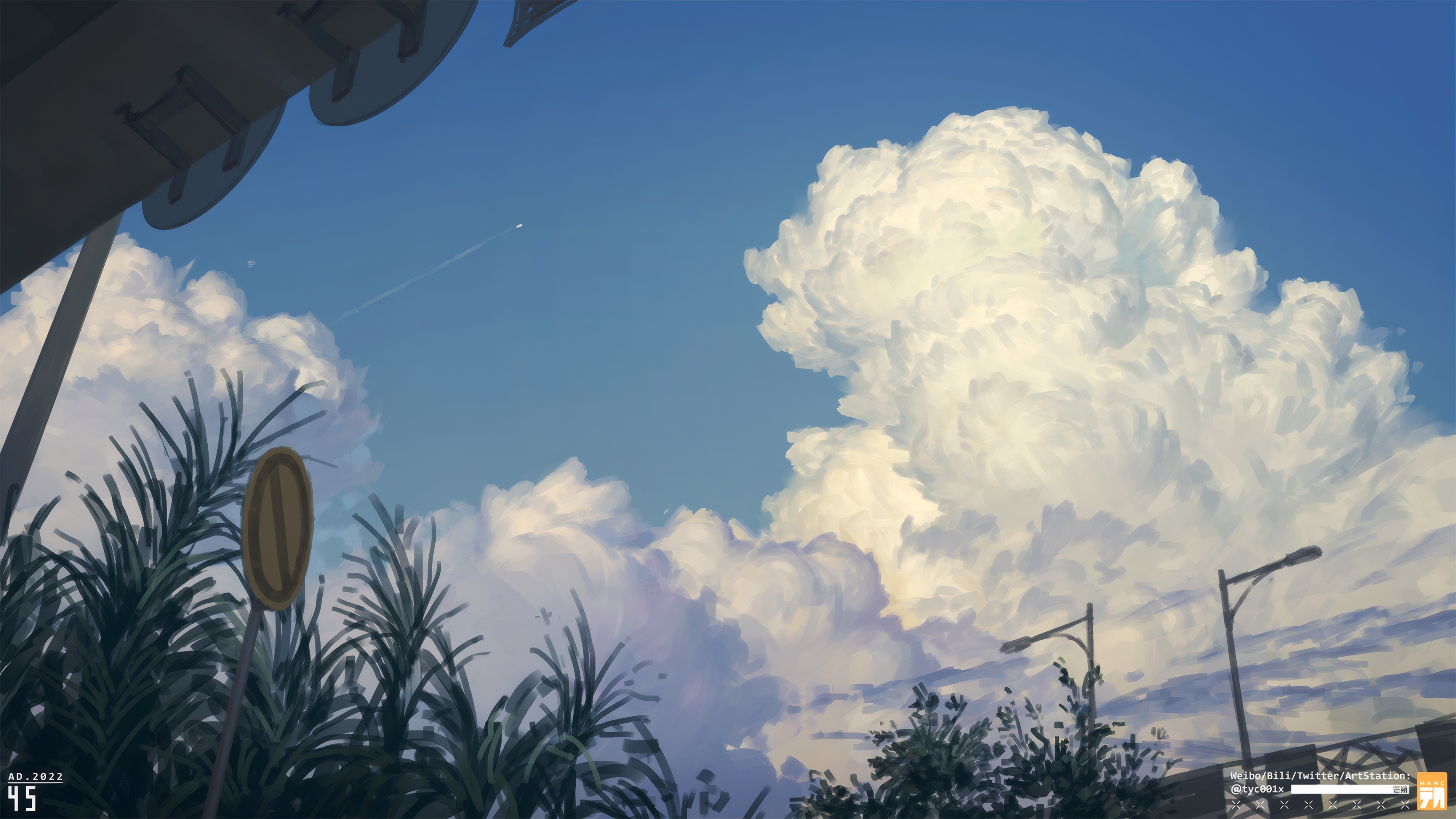 Free download Cloud Road Light Road Sign Sky Leaves 4K Wallpaper, Wallpaper(s)