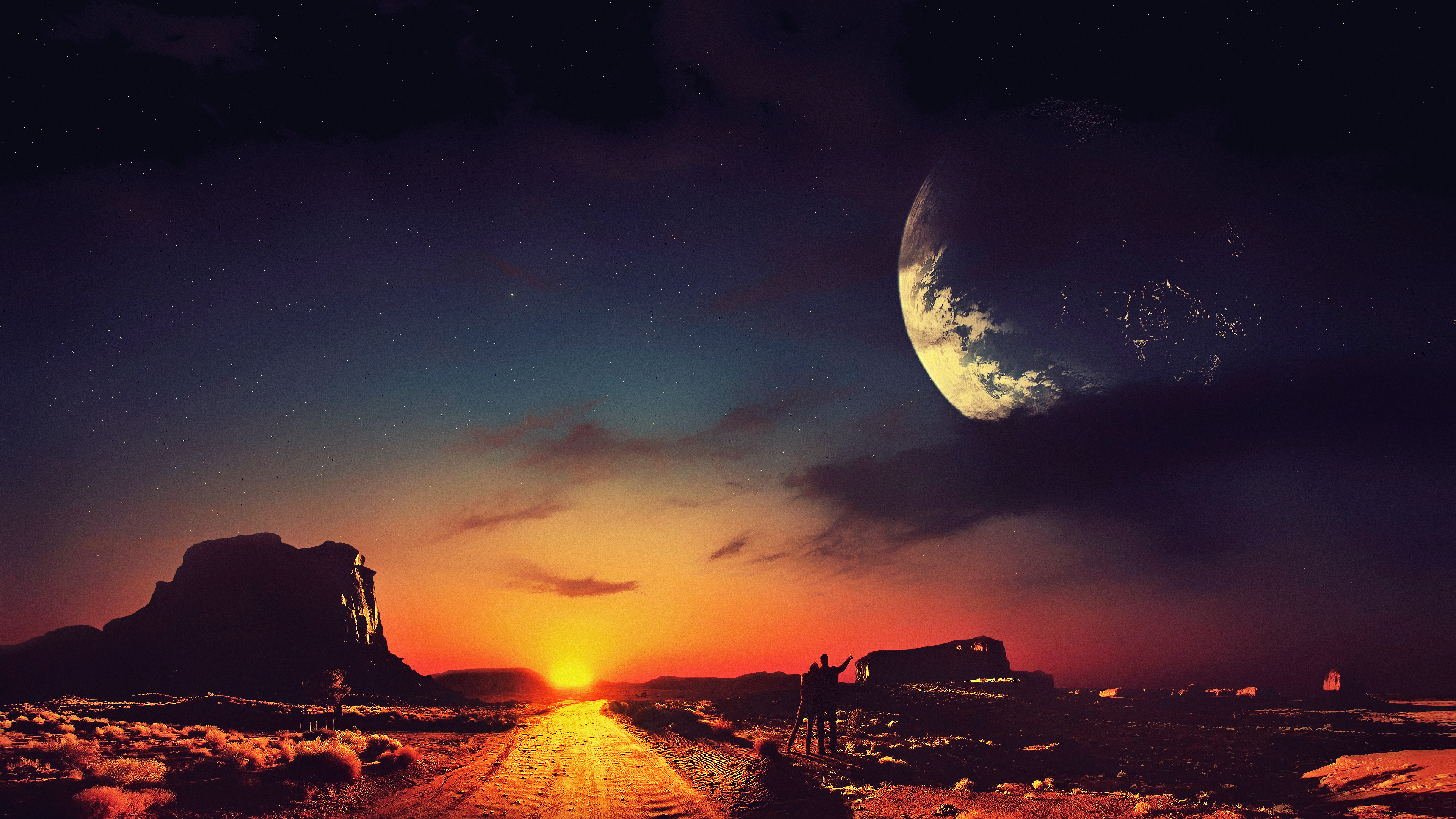 Free download Science fiction Concept Art Stars Landscape Space AI Art Dark Fantasy Art 4K Wallpaper, Wallpaper(s) website provided.