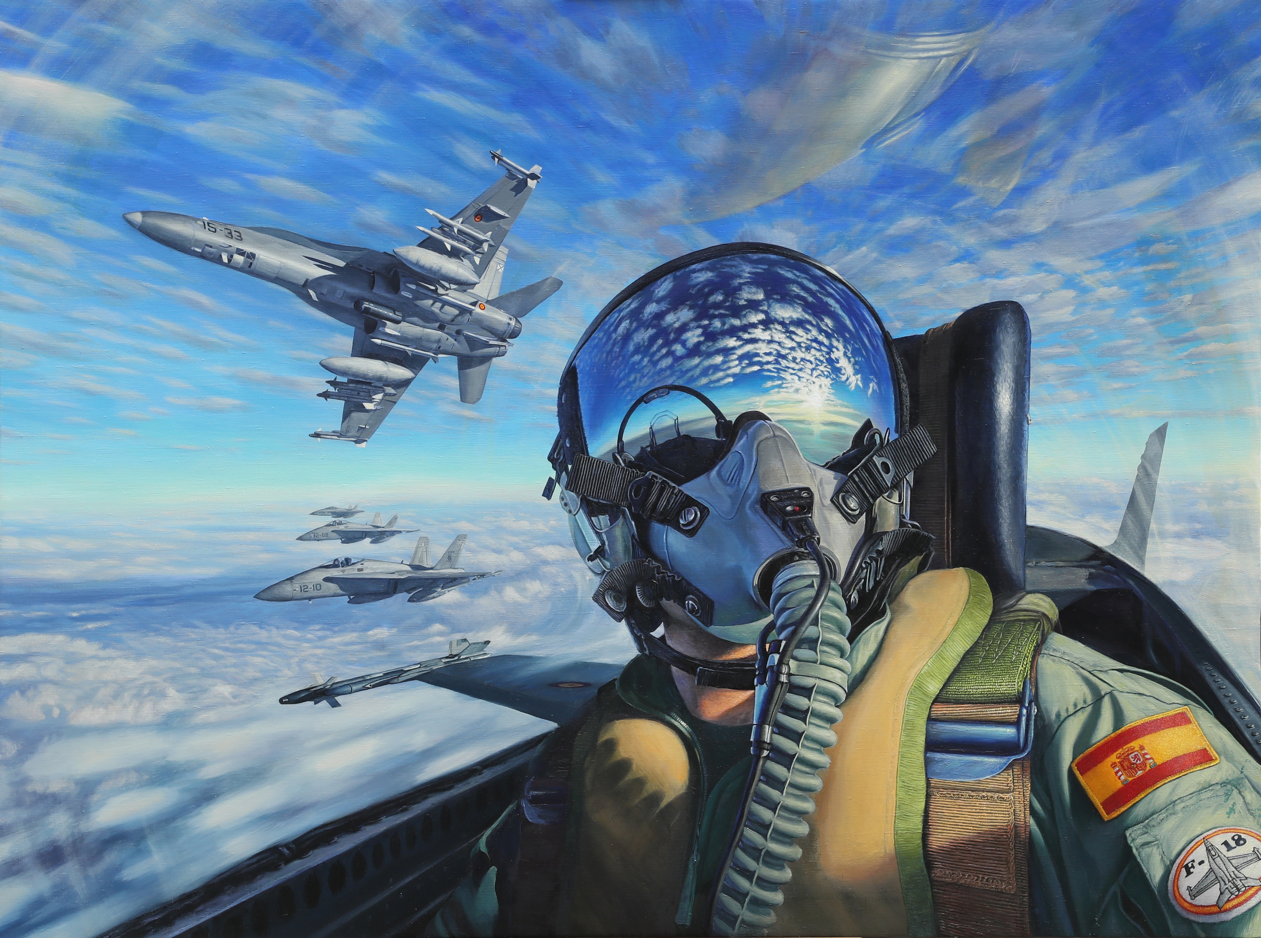 Free download Pilot Fighter Pilot Equipment Helmet Cloud Cockpit Computer Wallpaper 4K Wallpaper, Wallpaper(s) website provided.