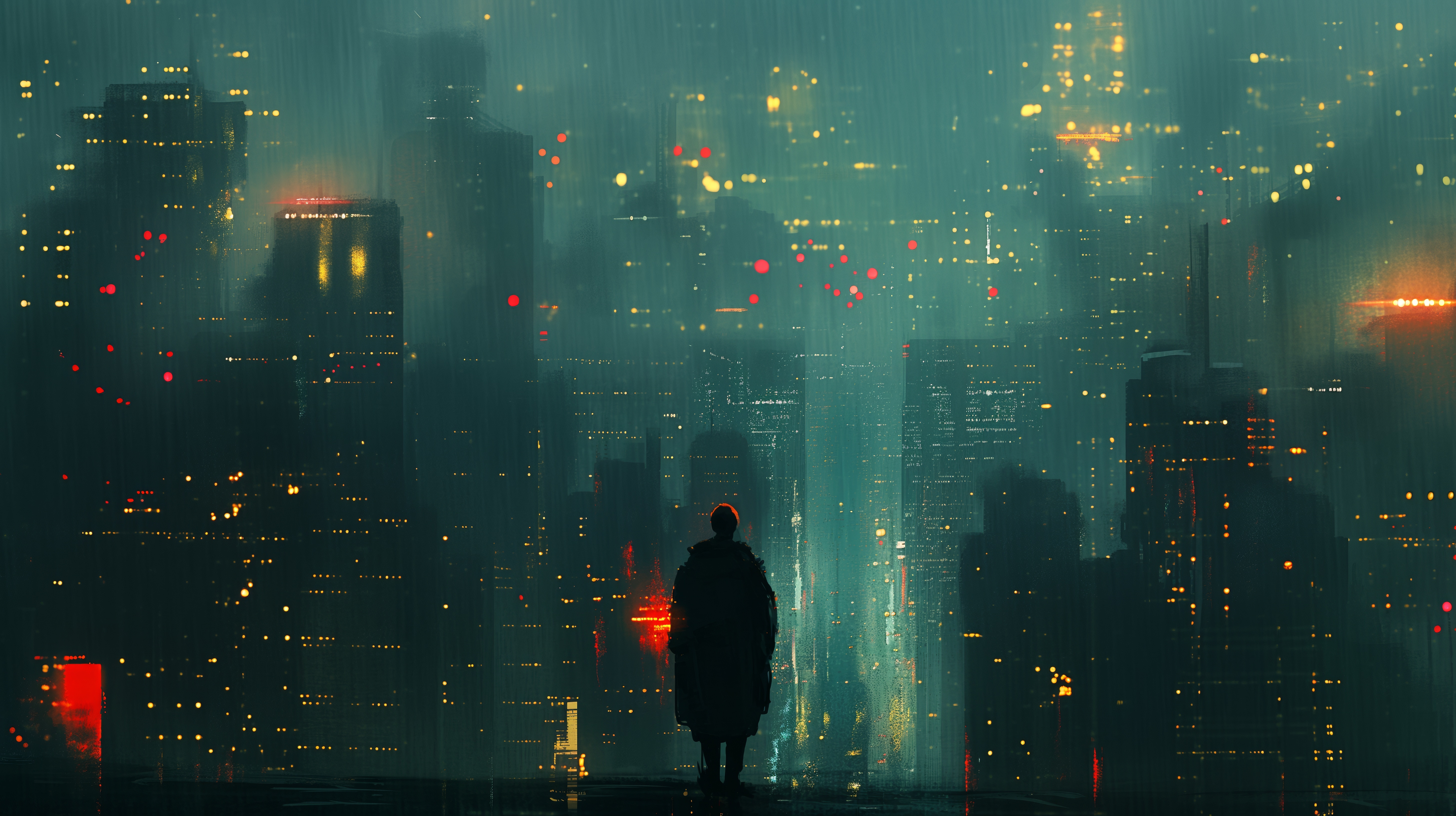 Free download Artificial Intelligence Art Illustrations City Cyberpunk Silhouette Computer Wallpaper 4K Wallpaper, Wallpaper(s) website provided.
