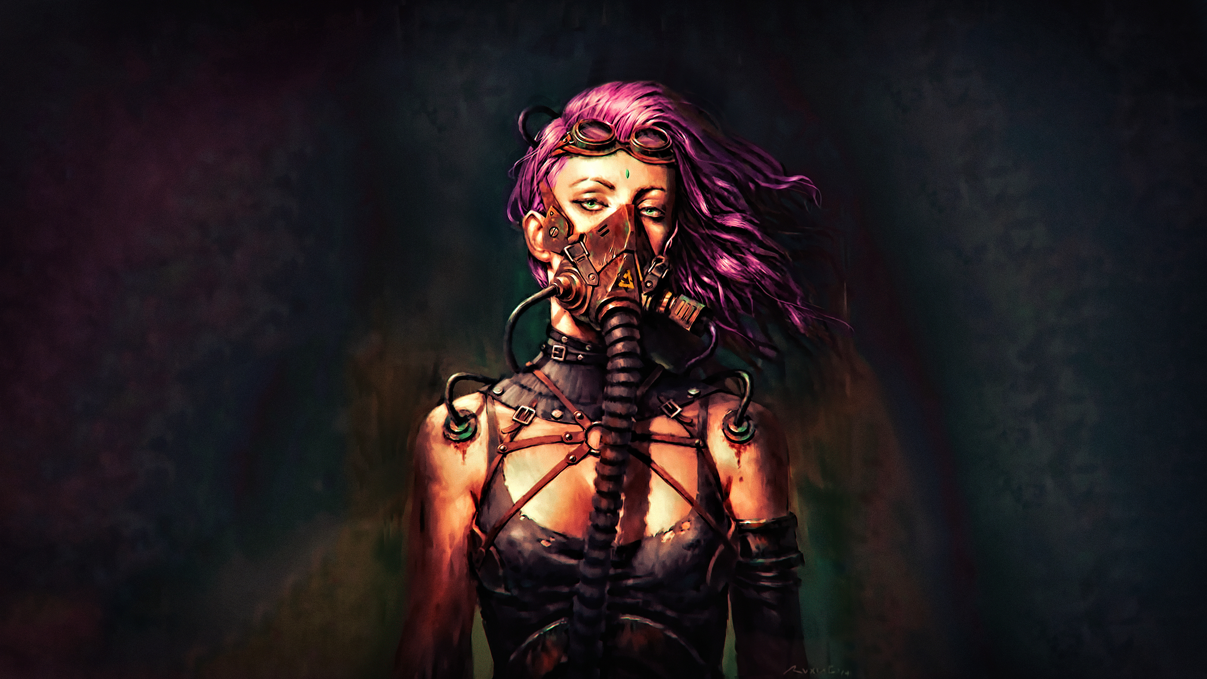 Free download Woman Purple Hair Sci-fi Woman Sci-fi Novel AI Art Concept Art Futurism Cyberpunk Black Background 4K Wallpaper, Wallpaper(s) website provided.