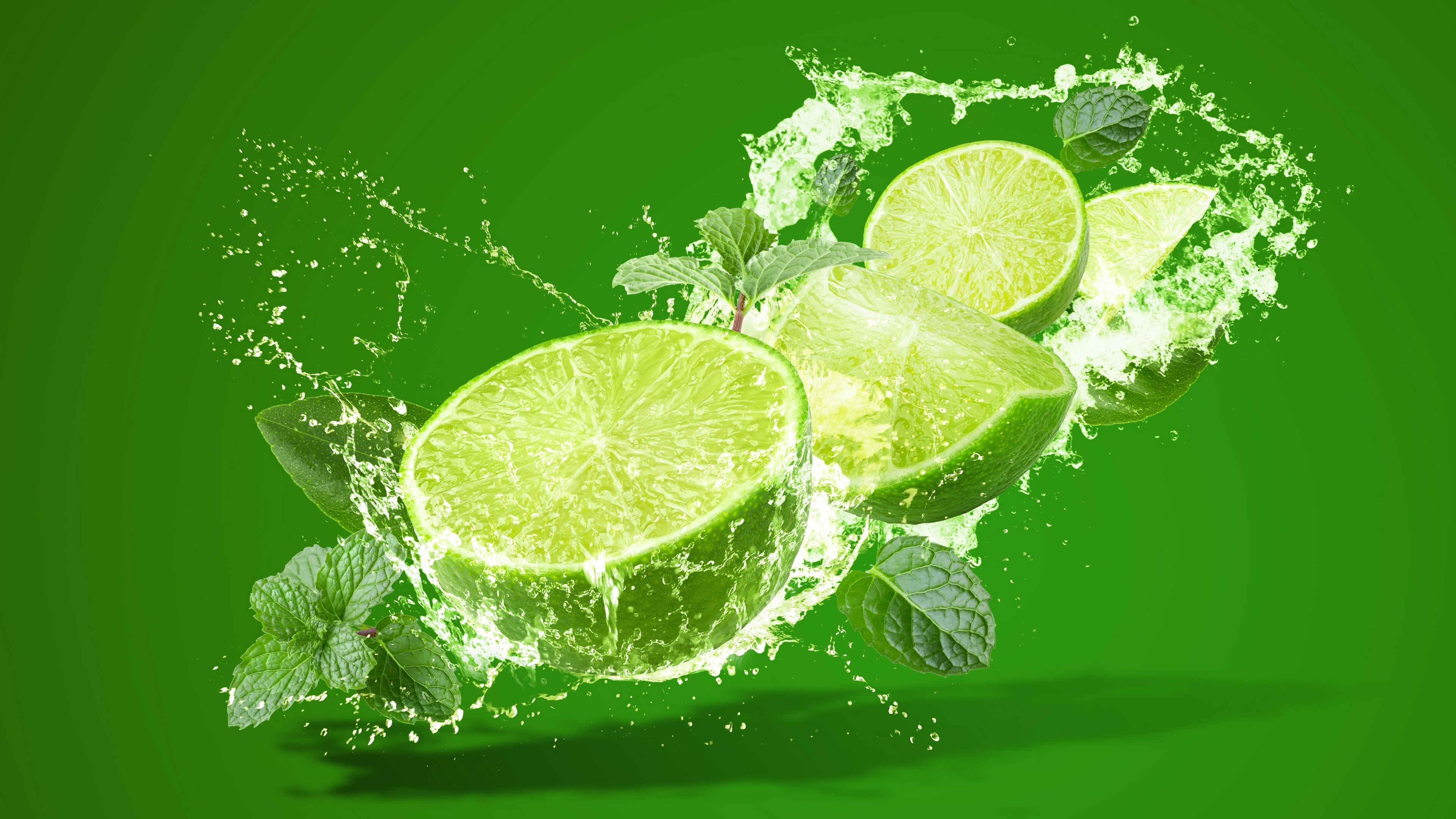 Free download Water Splash Water AI Art Fruit Minimalism Simple Background Green Background Leaves 4K Wallpaper, Wallpaper(s) website provided.