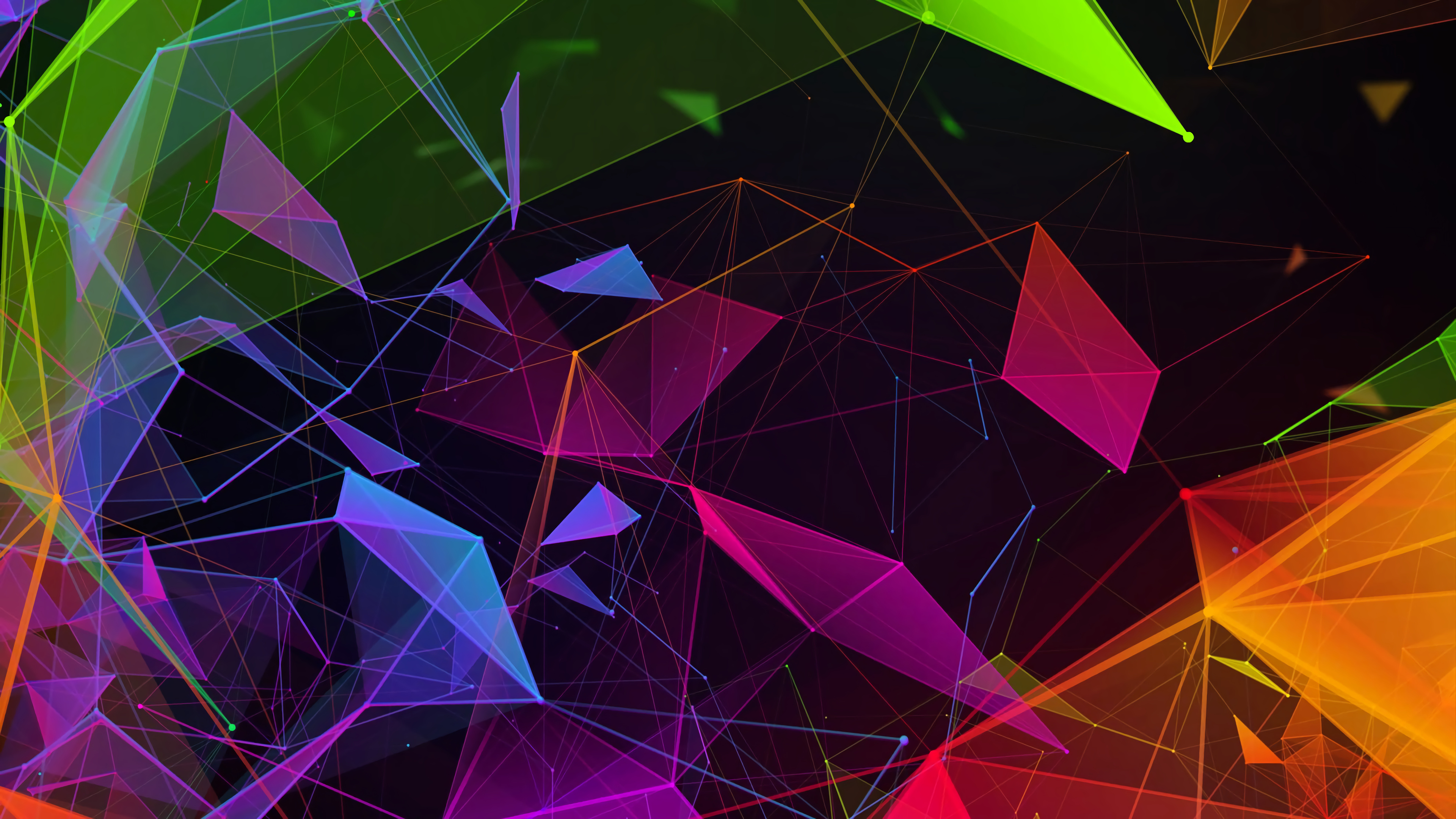 Free download AI Art Original Illustration Illustration Abstract Vector Color Green Pink Orange Purple Blue Vector Art Vector Graphics Network Cyberspace Geometry Geometric Graphics Lines 4K Wallpaper, Wallpaper(s) website provided.