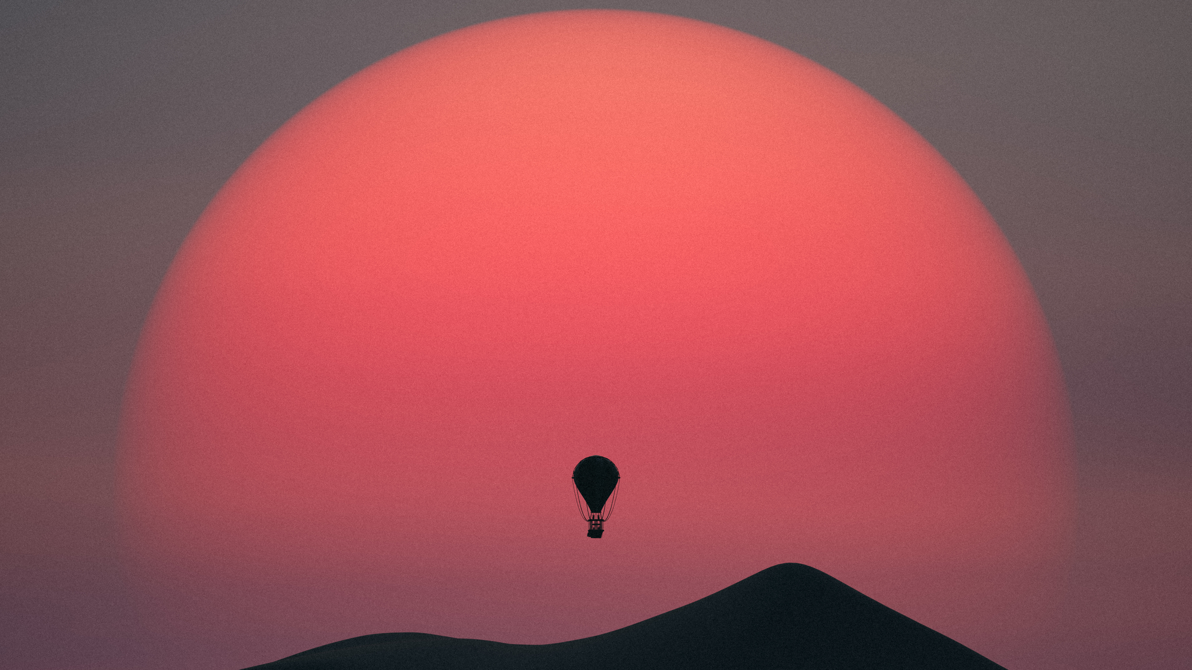 Free download Digital art artwork illustration digital painting landscape sunset sun mountains hot air balloon 4K wallpaper, Wallpaper(s) website provided.