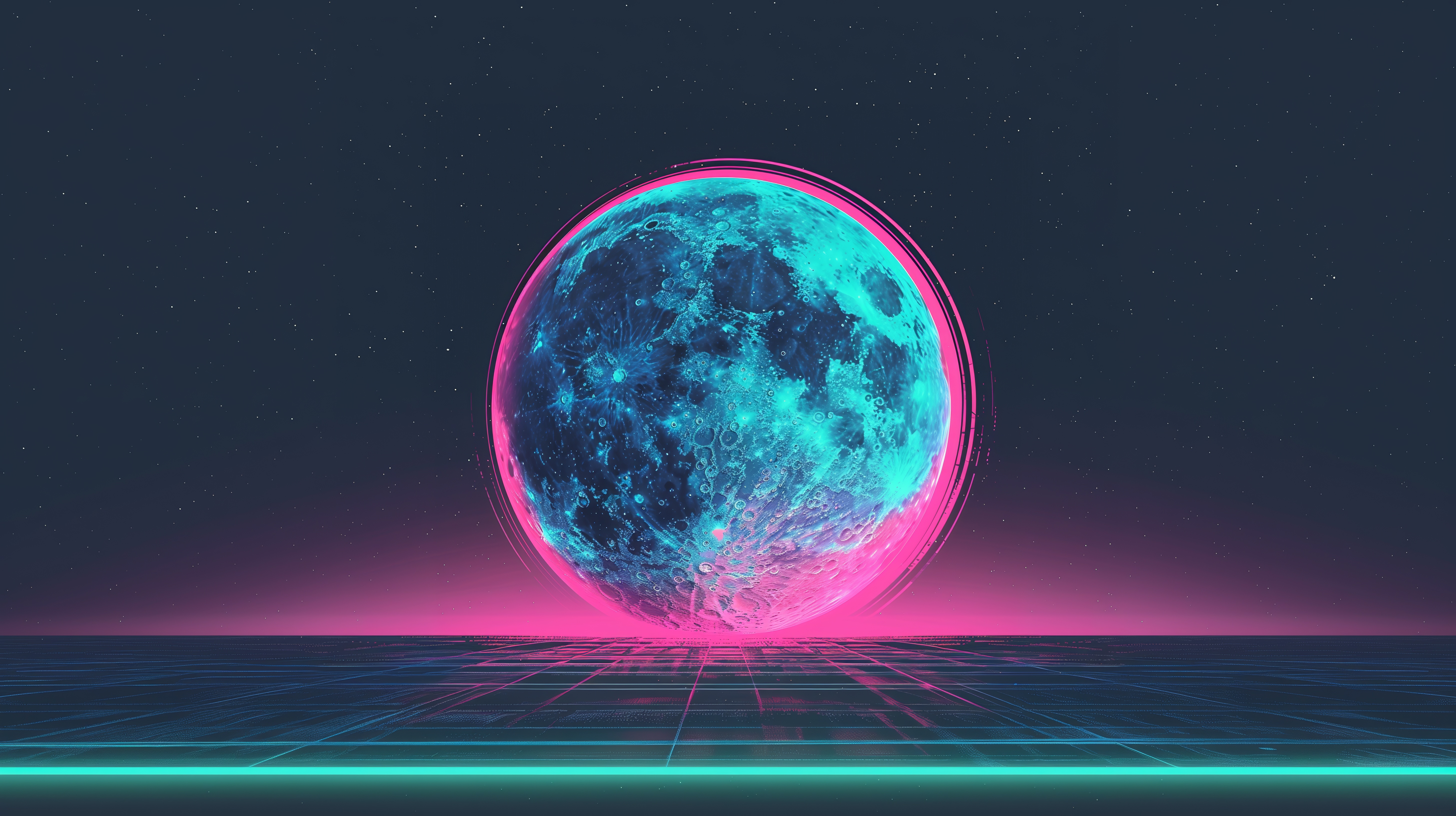 Free download Artificial Intelligence Art Illustrations Waves Moon Computer Wallpaper 4K Wallpaper, Wallpaper(s) website provided.