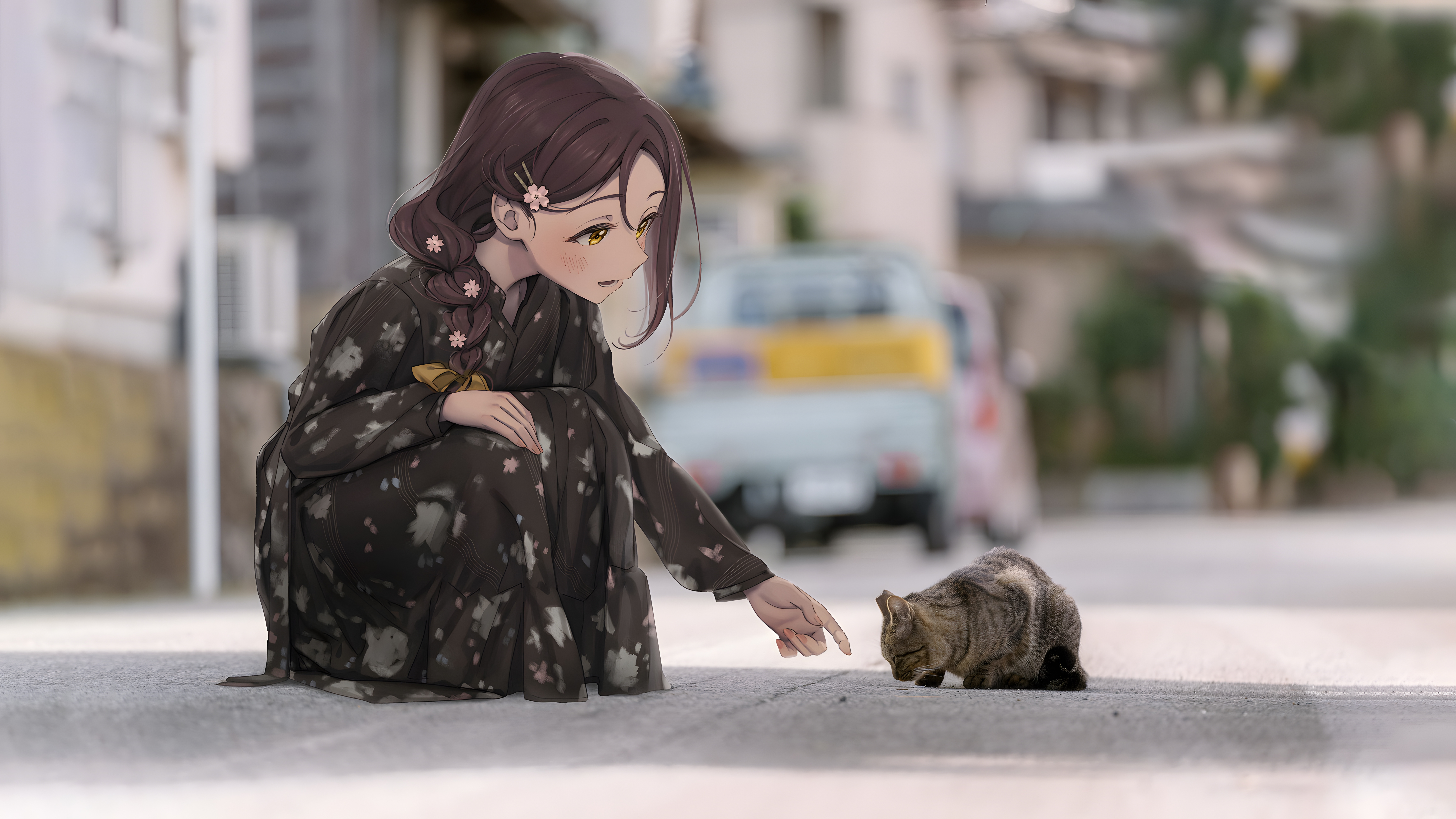 Free download Live Sunshine Super Stars Landscape Dress Yukata Brunette Anime 8K Wallpaper, Wallpaper(s) website provided.