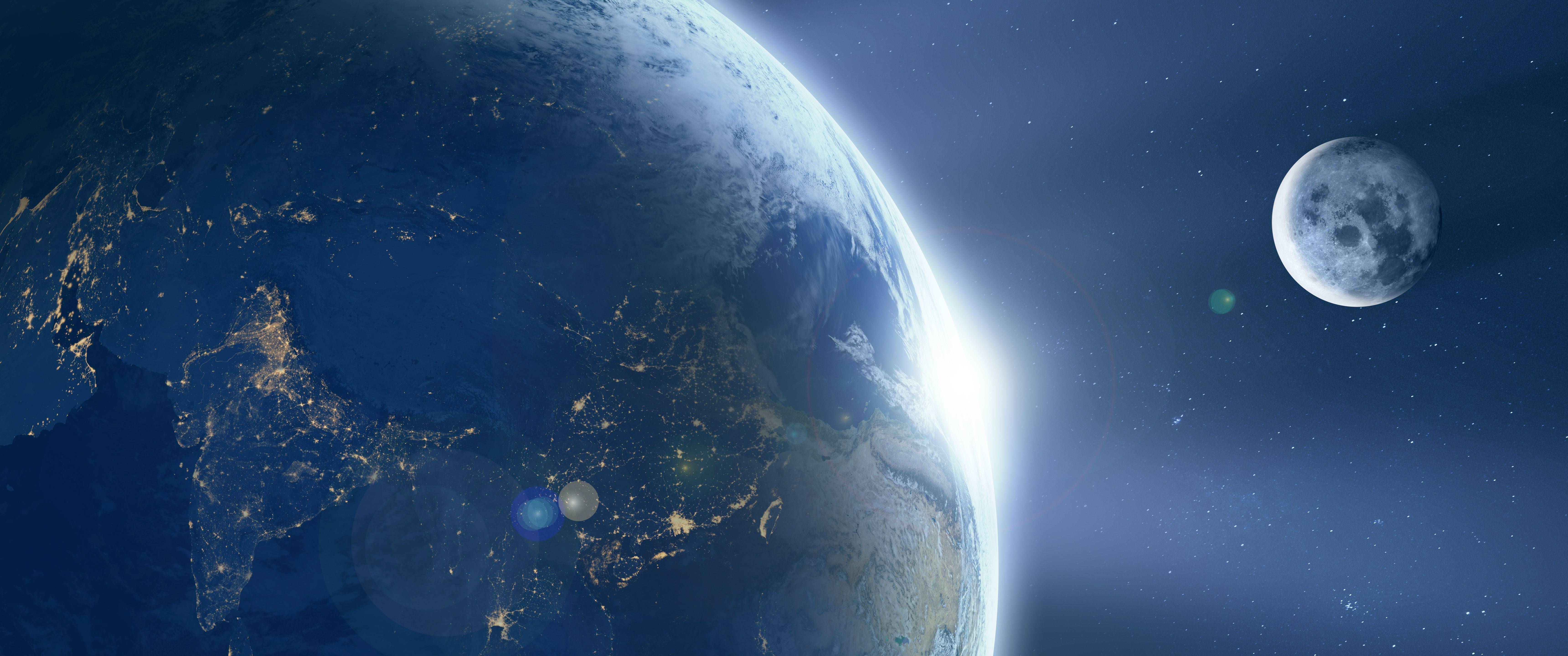 Free download Space Moon Earth Star Computer Wallpaper 4K Wallpaper, Wallpaper(s) website provided.