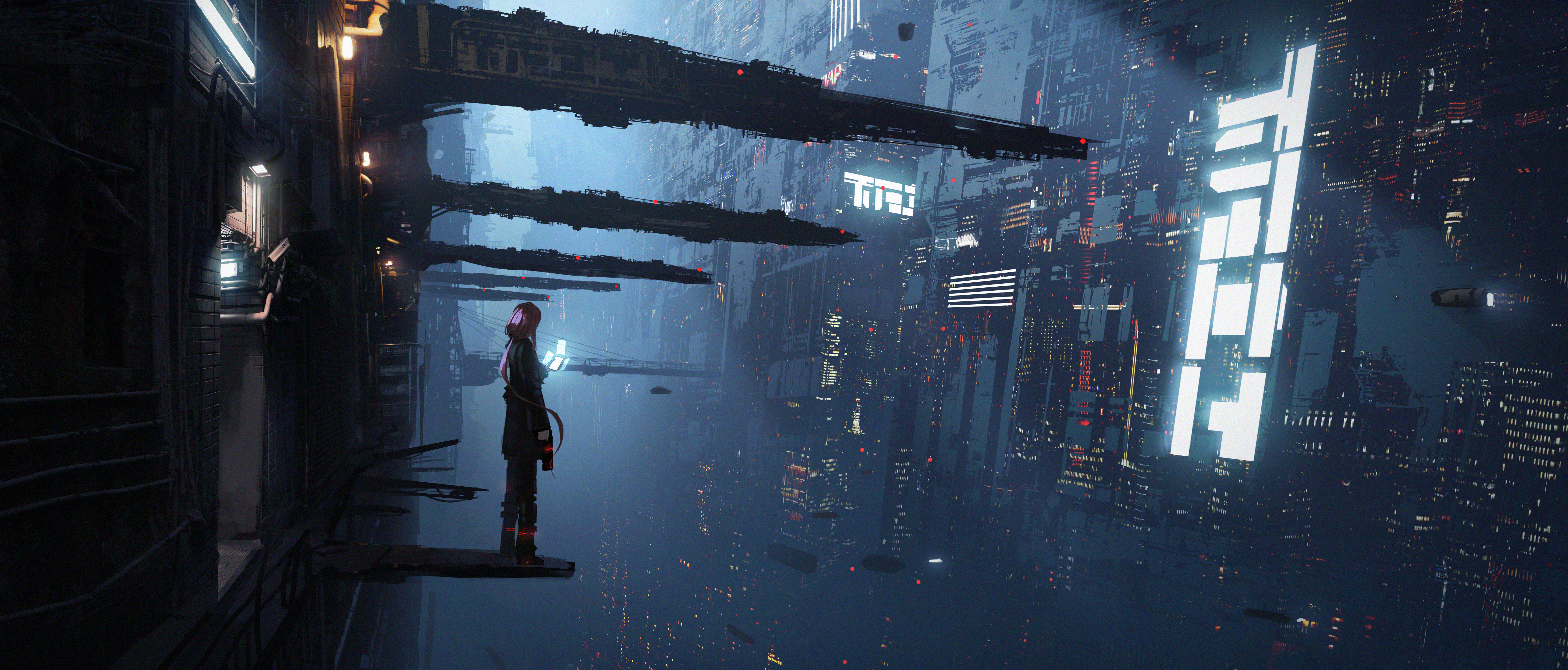 Free download Anime Girl Futurism Architecture Environment Future City Neon Cyberpunk Computer Wallpaper 4K Wallpaper, Wallpaper(s) website provided.