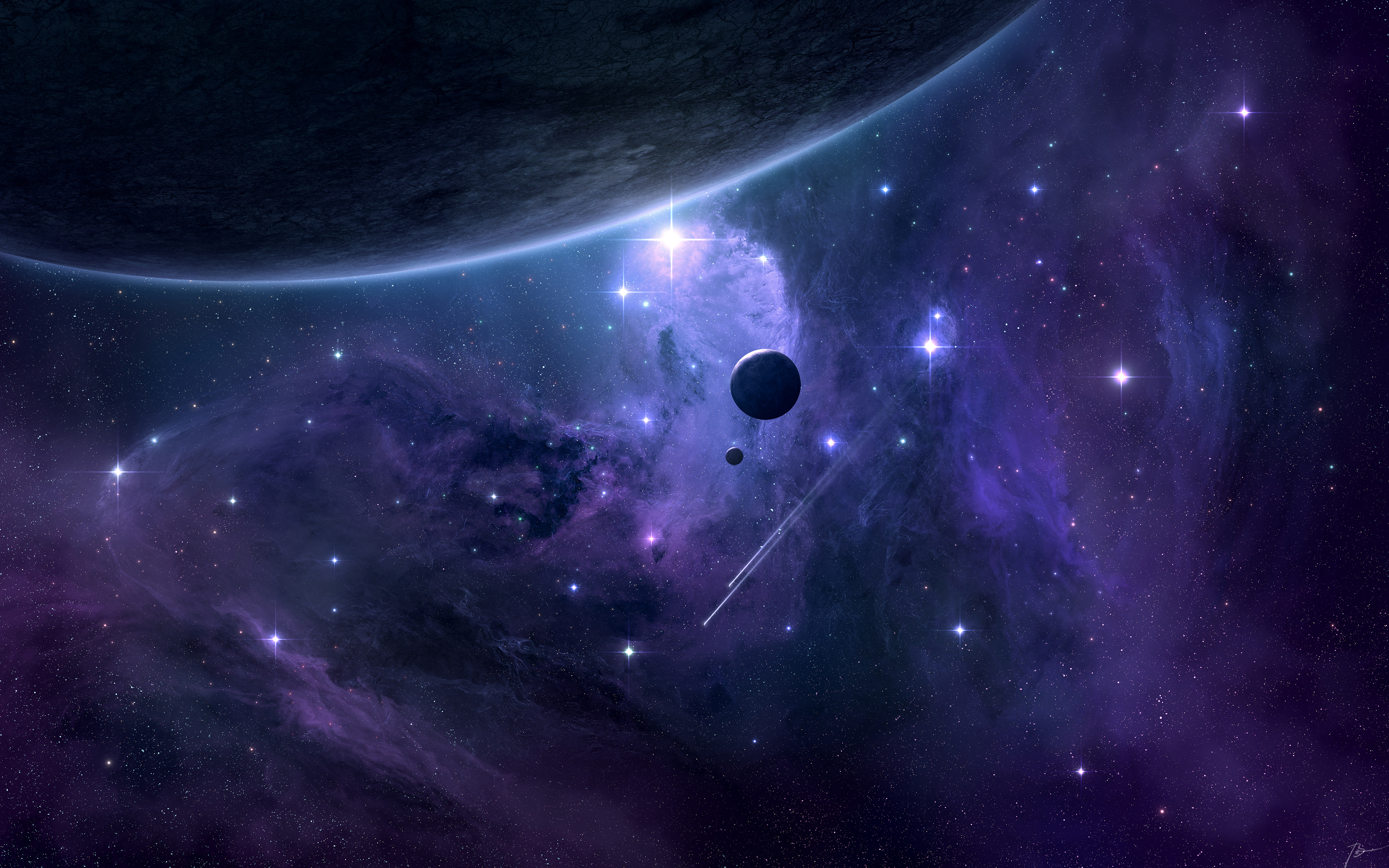 Free download Space Art Nebula Space Planet AI Art 4K Wallpaper, Wallpaper(s) website provided.