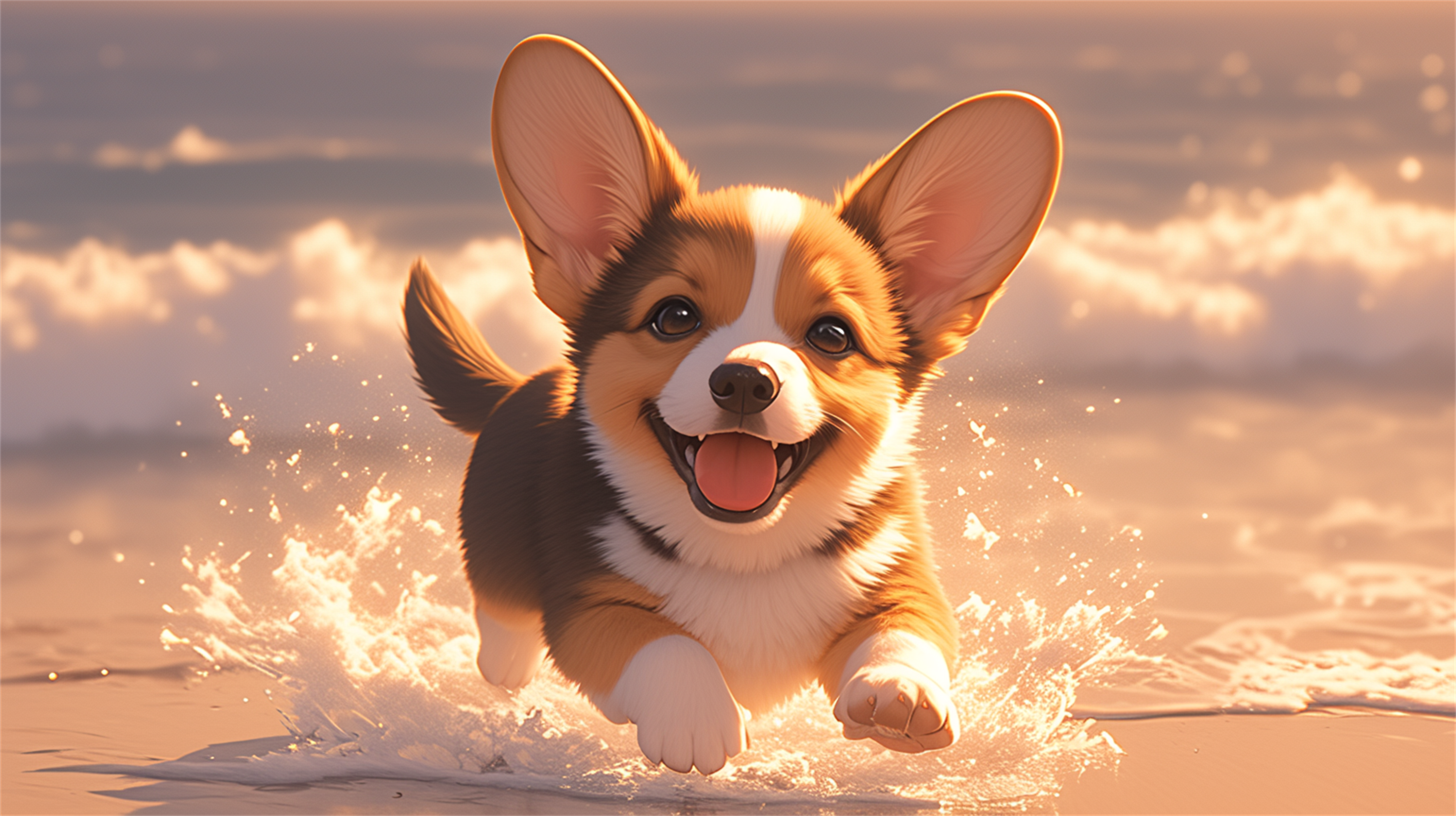 Free download Puppy Little Cute Anime Biology AI Art Computer Wallpaper 4K Wallpaper, Wallpaper(s) website provided.