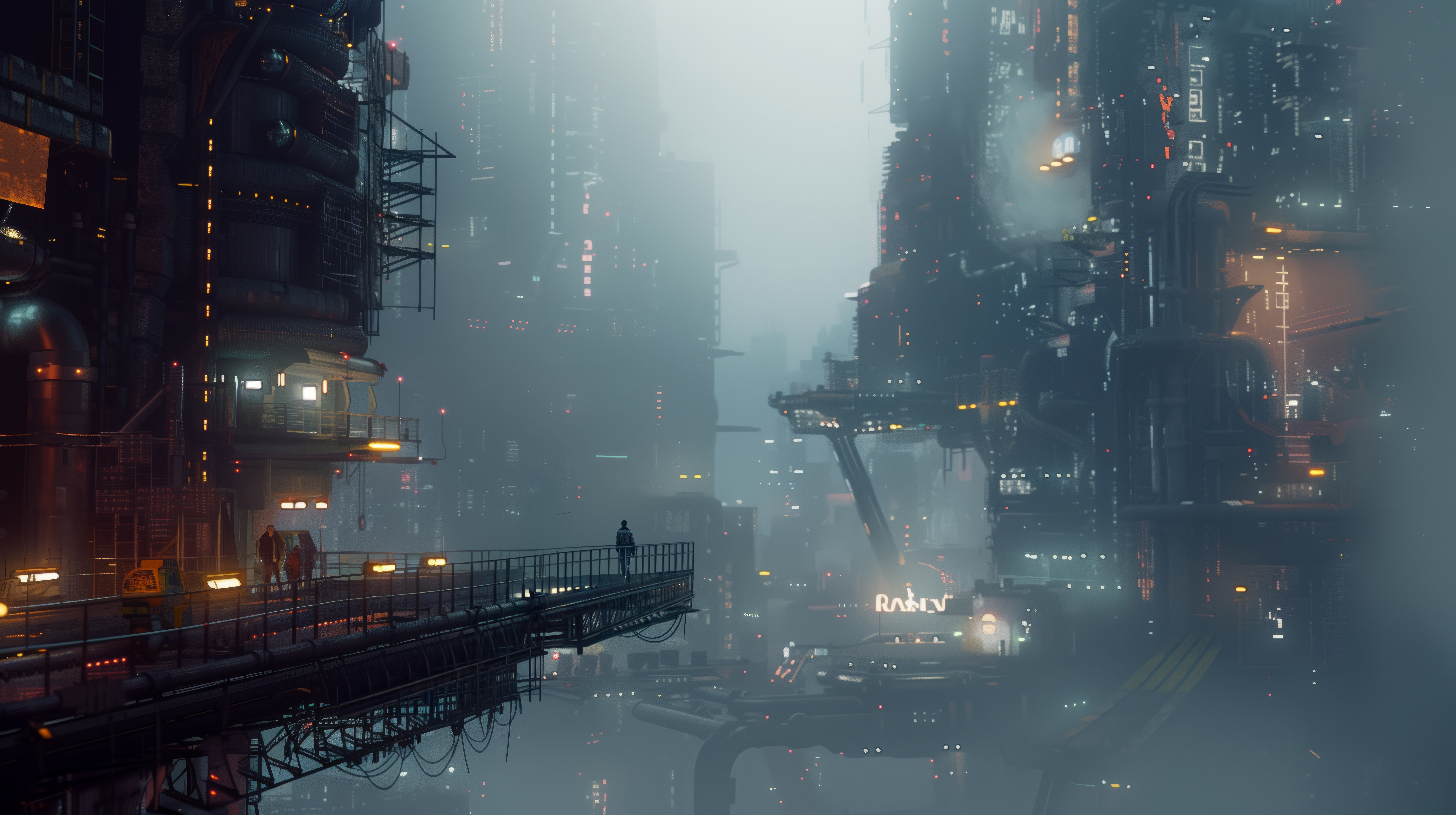 Free download Artificial Intelligence Art Illustrations Cyberpunk Science Fiction Tower City City Landscape Mist Computer Wallpaper 4K Wallpaper, Wallpaper(s) website provided.
